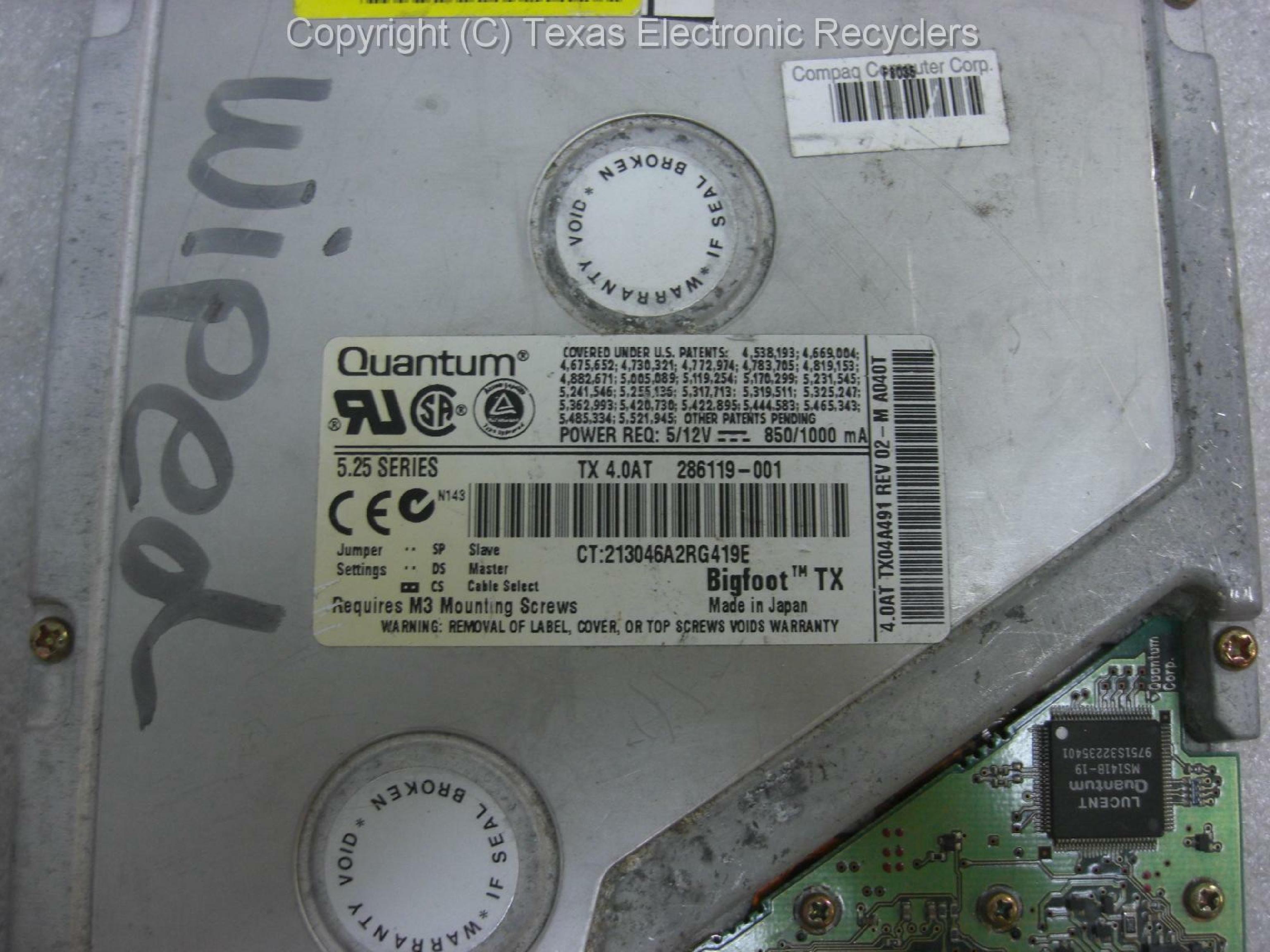 QUANTUM 304238-001 4.0GB 5.25INCH IDE HARD DRIVE