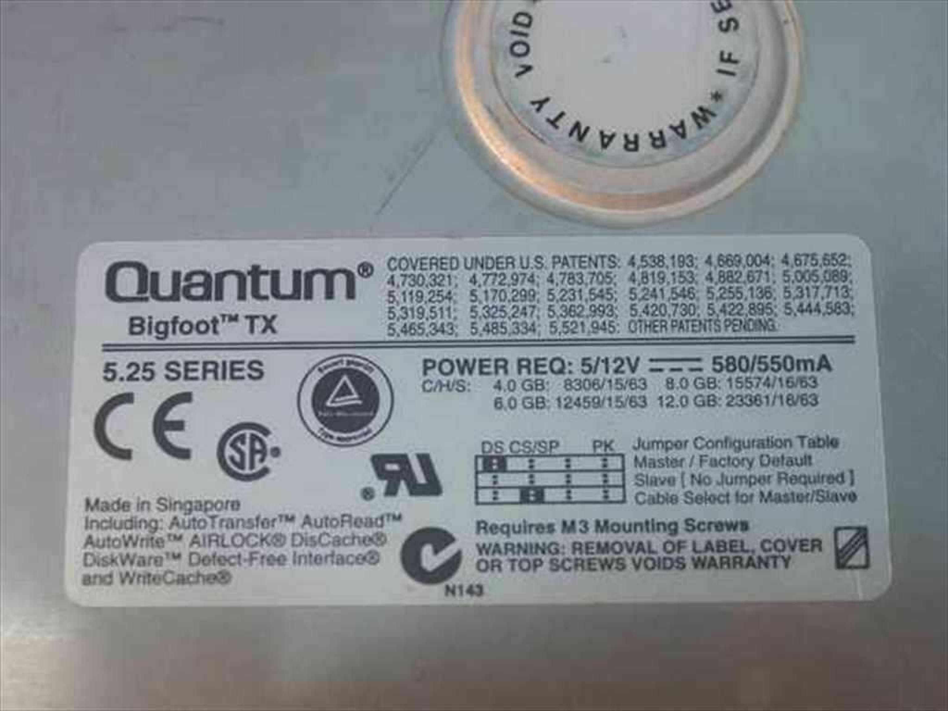 QUANTUM TX04A011 4.0GB 5.25INCH IDE HARD DRIVE