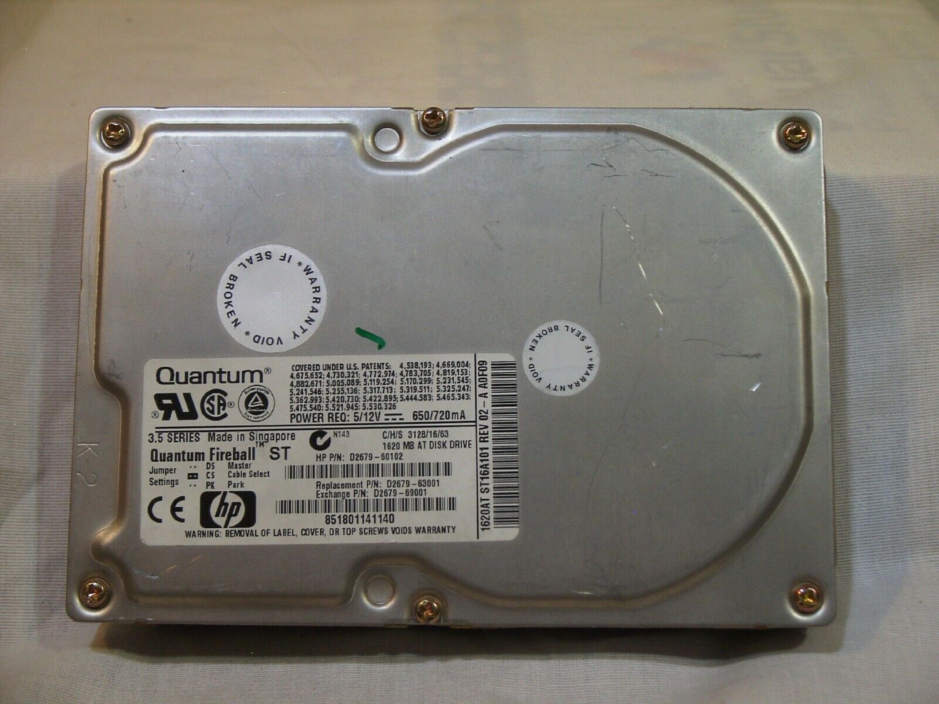 QUANTUM 1620AT IDE HARD DRIVE REV 02-A A0F09 FIREBALL ST