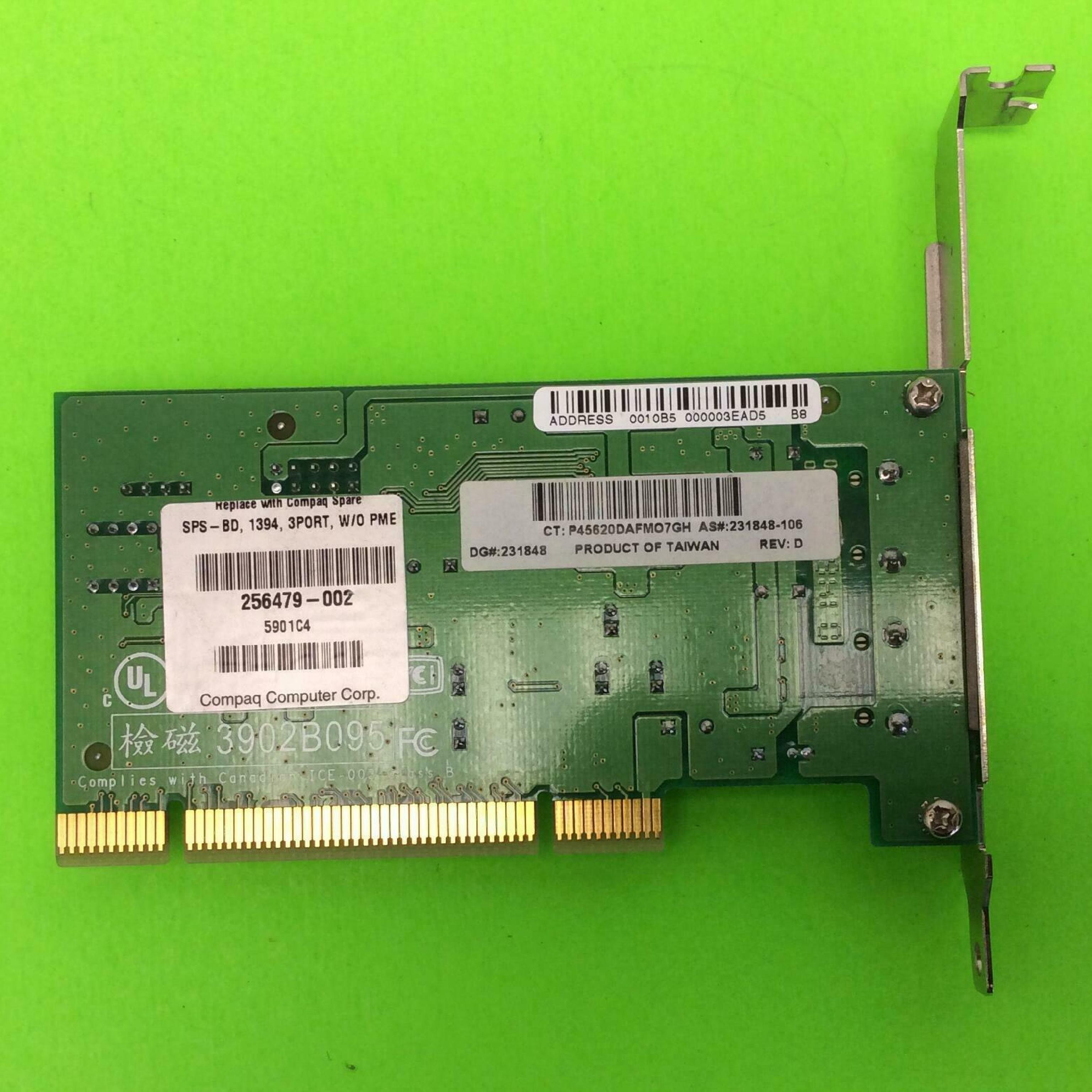 COMPAQ / HEWLETT PACKARD / HP 142394-402 2 1394 FIREWIRE PORTS PCI