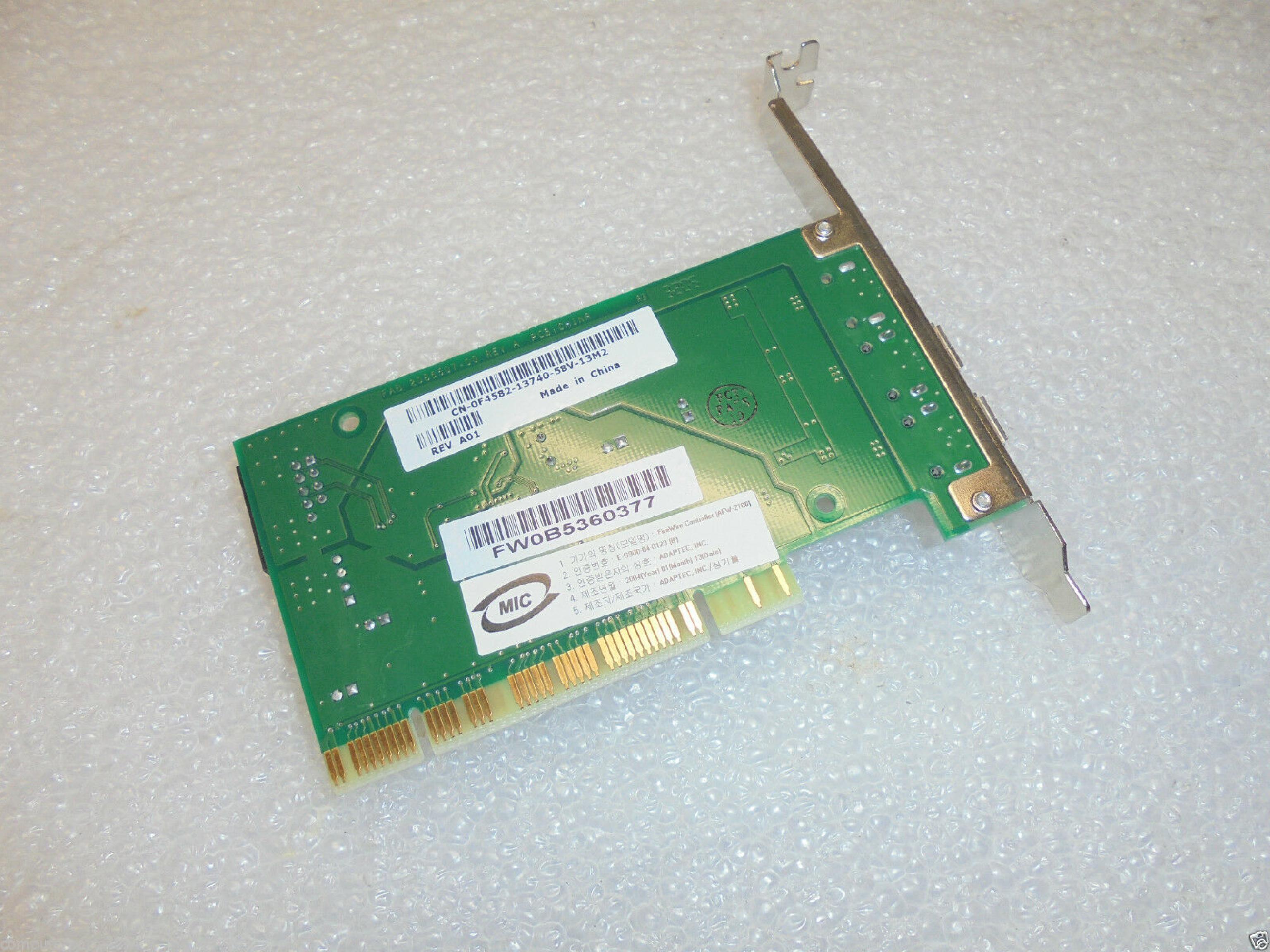 ADAPTEC F4582 2 1394 FIREWIRE PORTS PCI