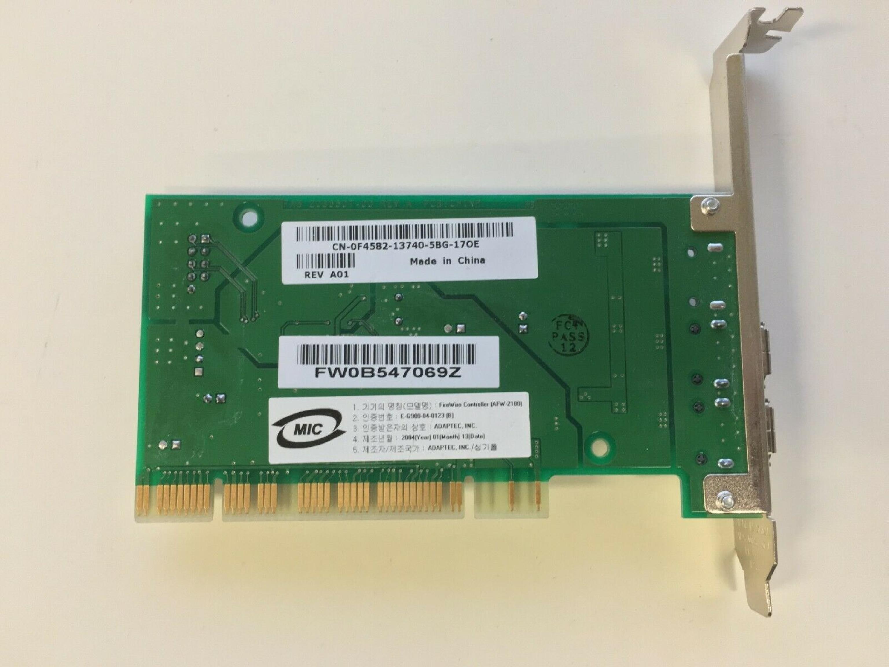 ADAPTEC F4582 2 1394 FIREWIRE PORTS PCI