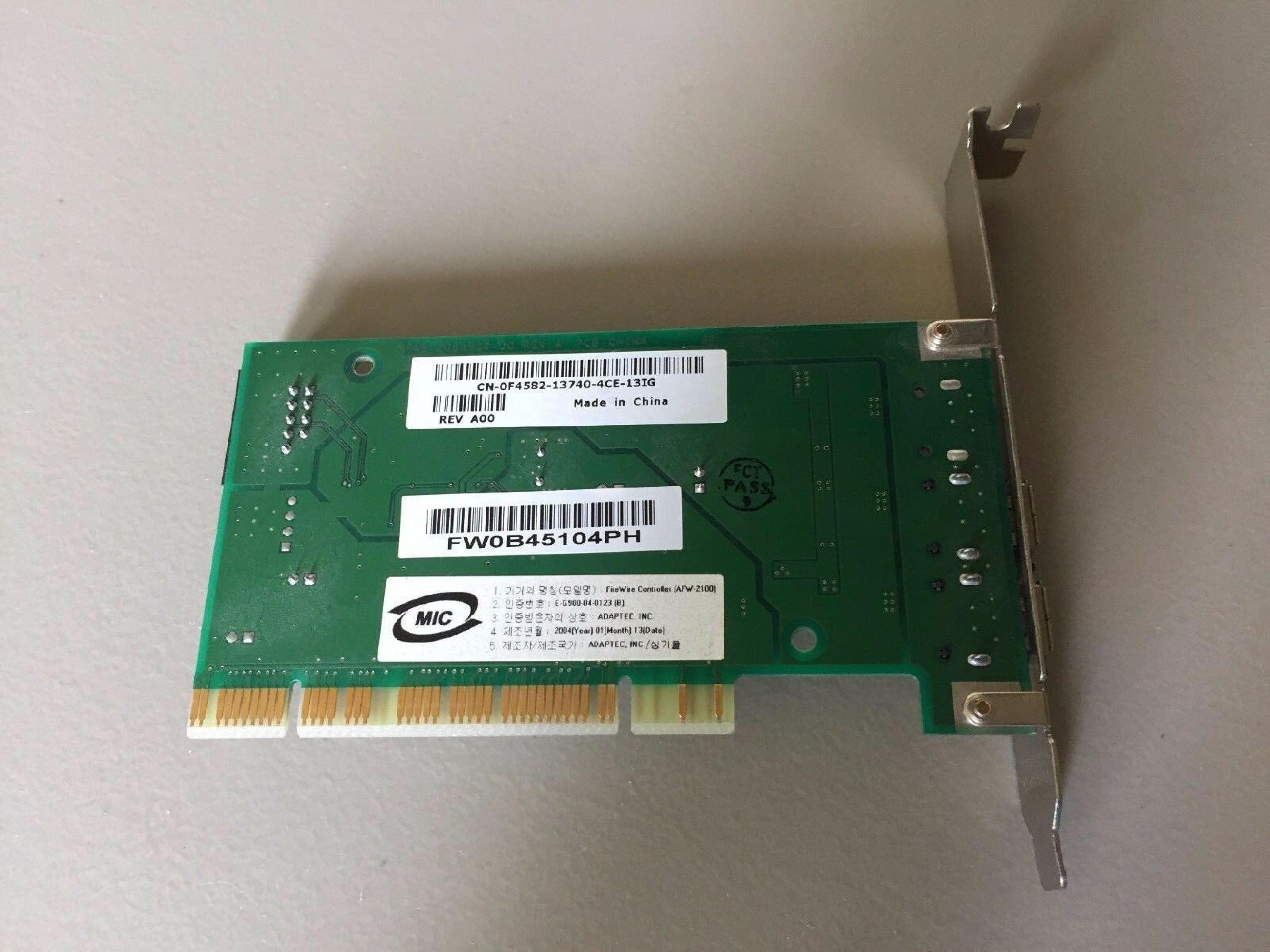 ADAPTEC F4582 2 1394 FIREWIRE PORTS PCI