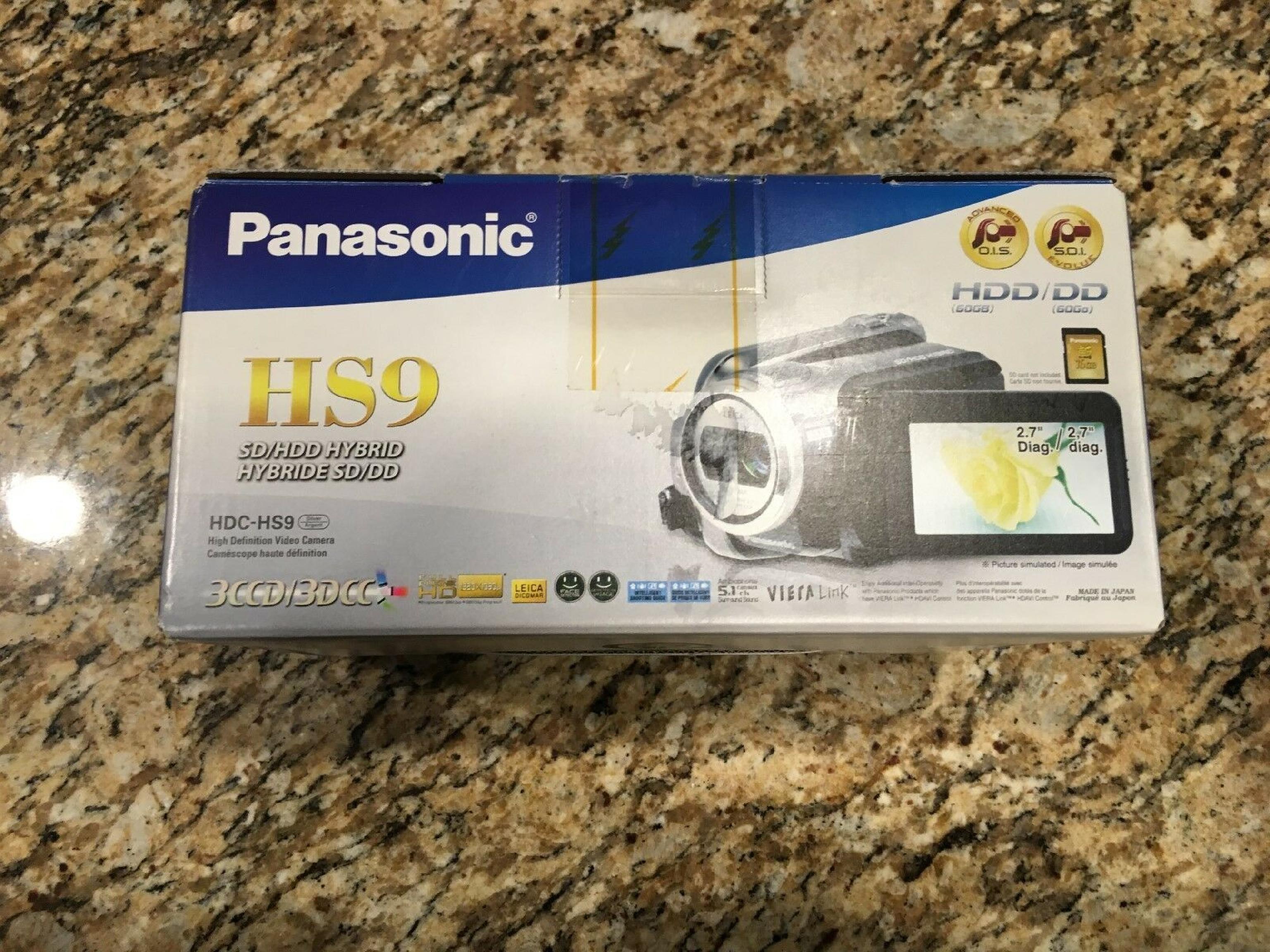 PANASONIC HDC-HS9 HIGH DEFINITION VIDEO CAMERA BOX MANUALS ACCESSORIES BODY ONLY