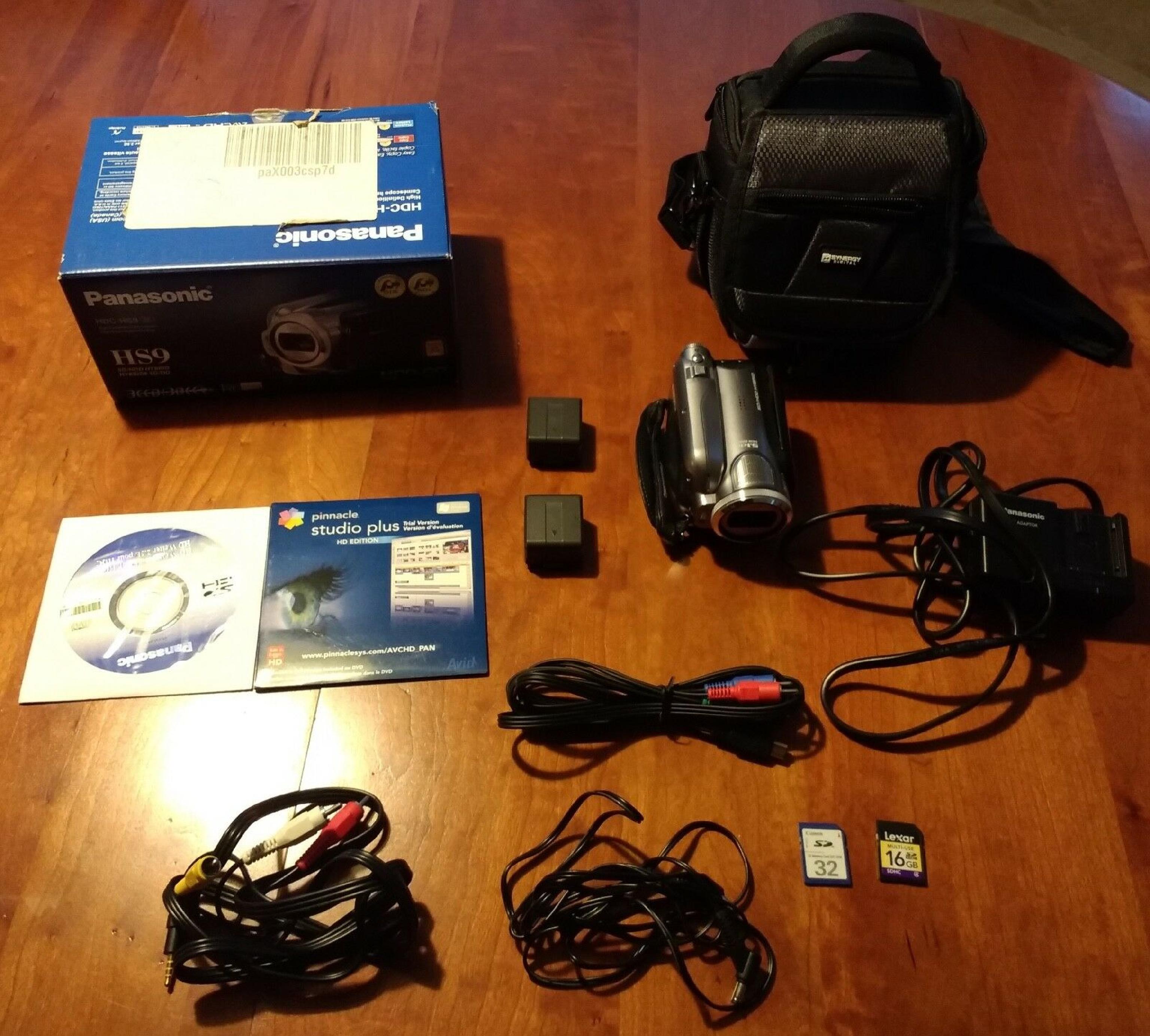 PANASONIC HDC-HS9P HIGH DEFINITION VIDEO CAMERA BOX MANUALS ACCESSORIES BODY ONLY