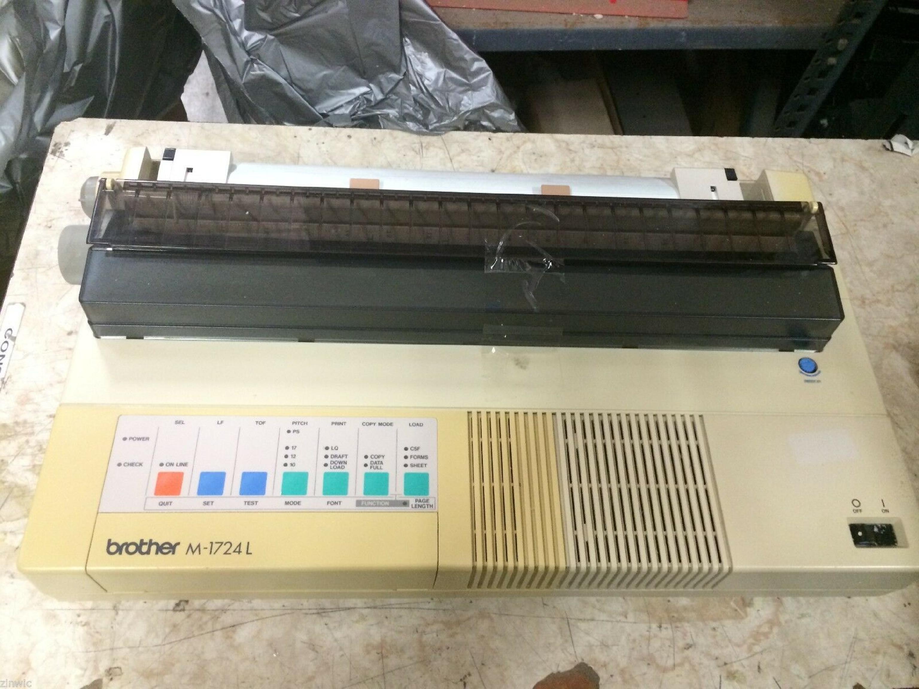 BROTHER M1724L DOT MATRIX PARTS PRINTER - MISSING TOP COVER, POWERS ON