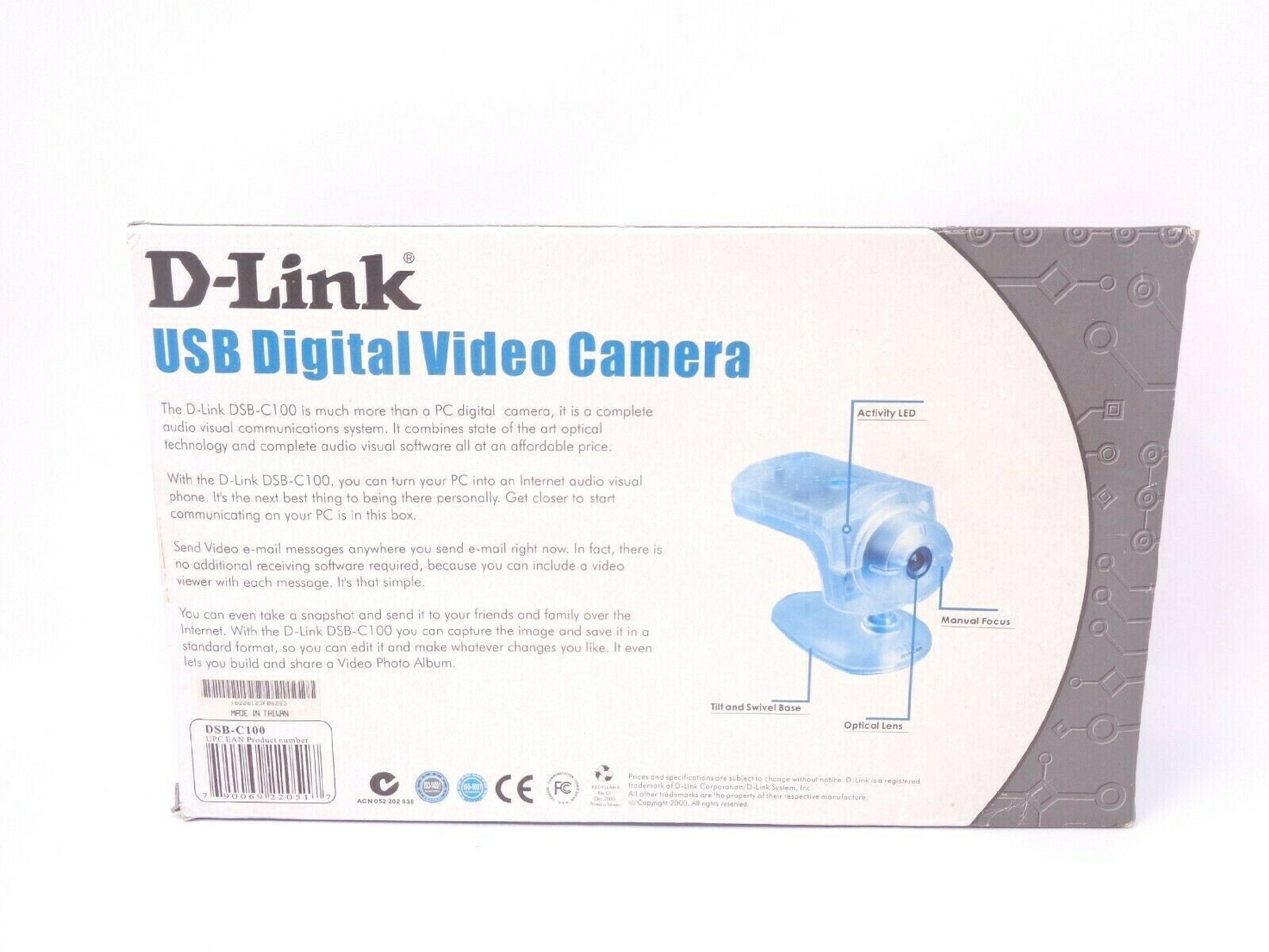 D-LINK SYSTEMS DSB-C100 USB WEBCAM WITH DRIVERS MANUAL BOX SOFTWARE