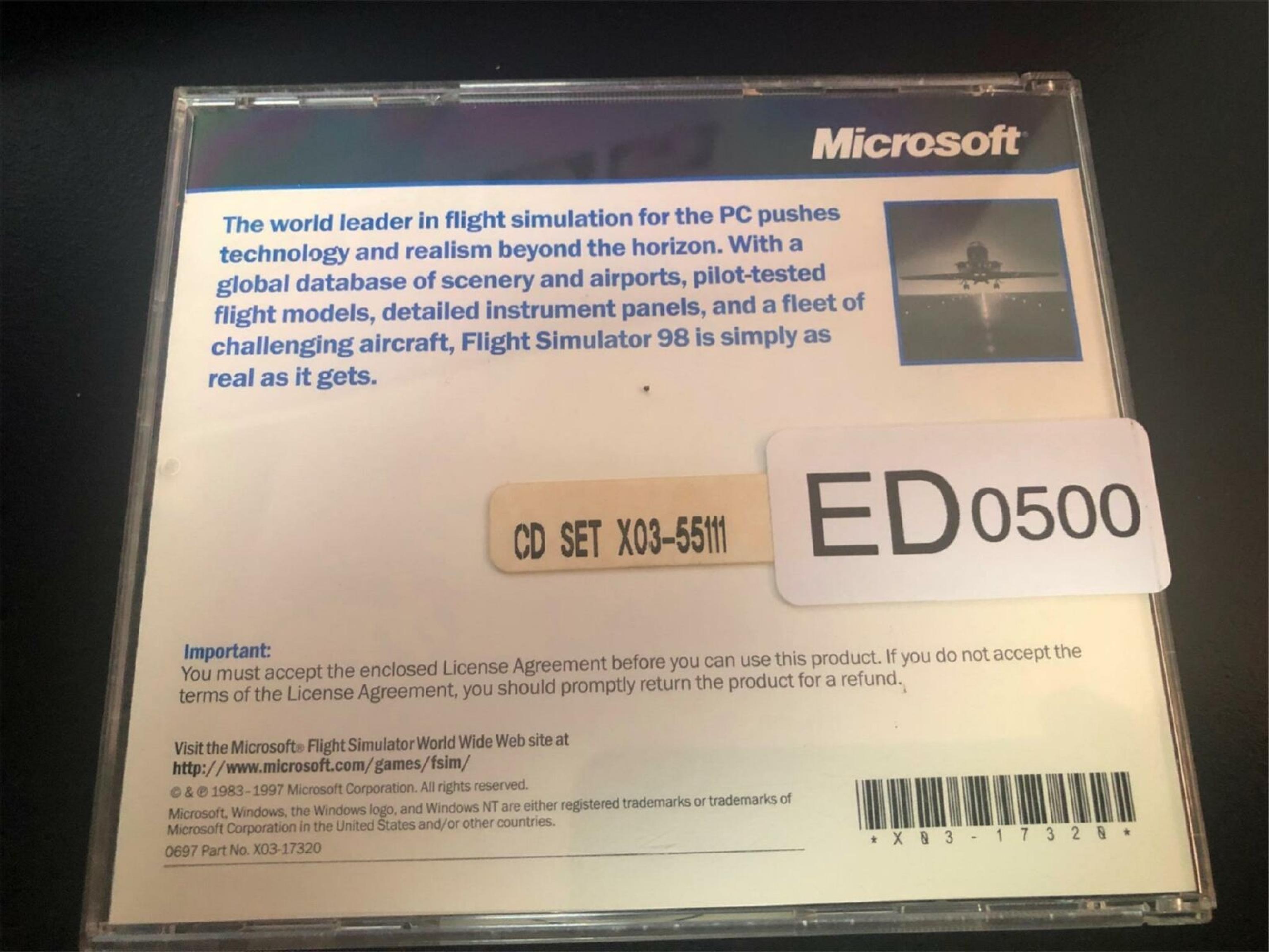 MICROSOFT FLIGHT SIMULATOR 98 FLIGHT SIMULATOR 98 ON CD-ROM