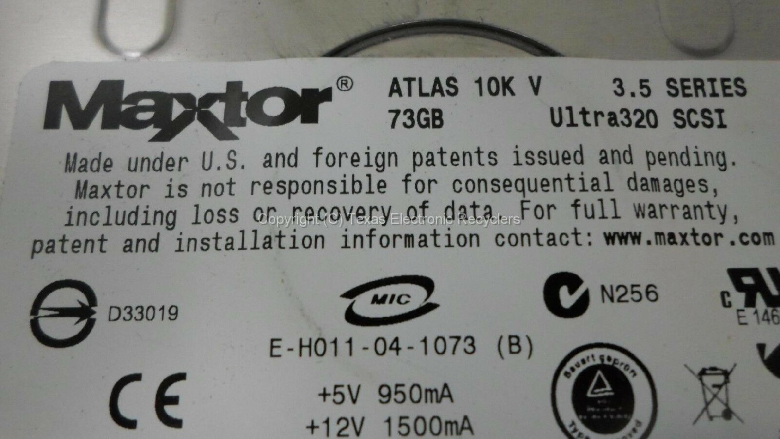 DELL / MAXTOR 0CC315 73GB ULTRA320 SCSI DRIVE 10K RPM FIRMWARE JNZM ATLAS V 3.5IN ULTRA 320 FGCA REV A00 F/W: DATE: 20JUL2005