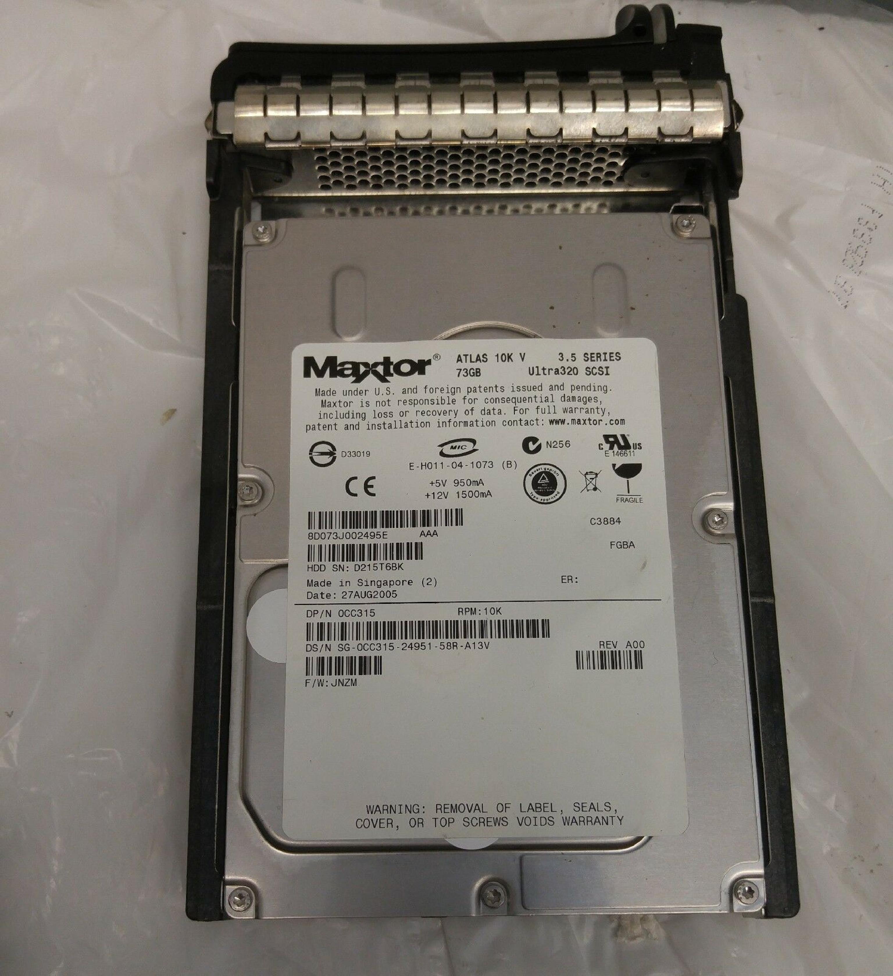 DELL CC315 73GB ULTRA320 SCSI DRIVE 10K RPM FIRMWARE JNZM