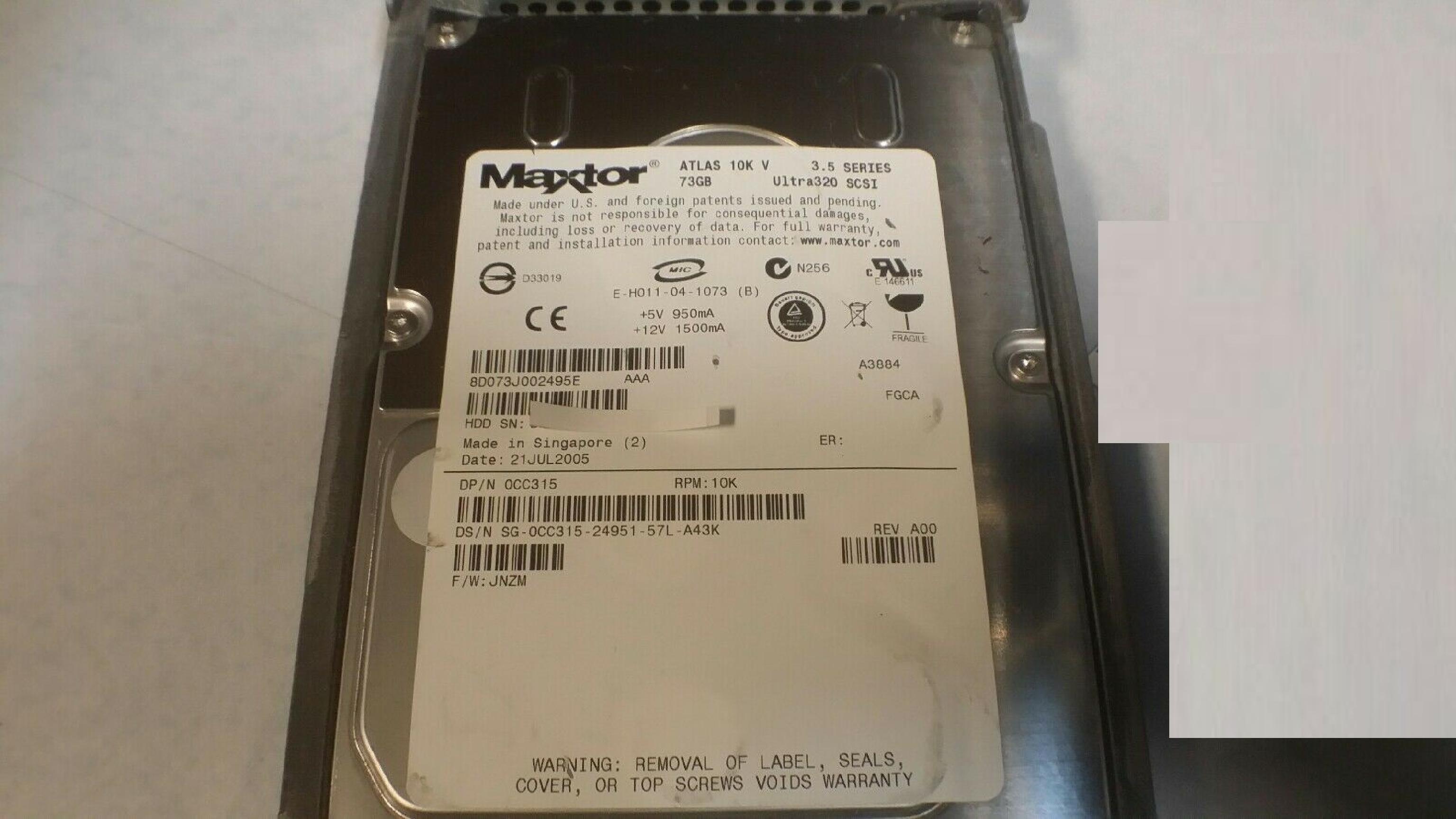 DELL CC315 73GB ULTRA320 SCSI DRIVE 10K RPM FIRMWARE JNZM