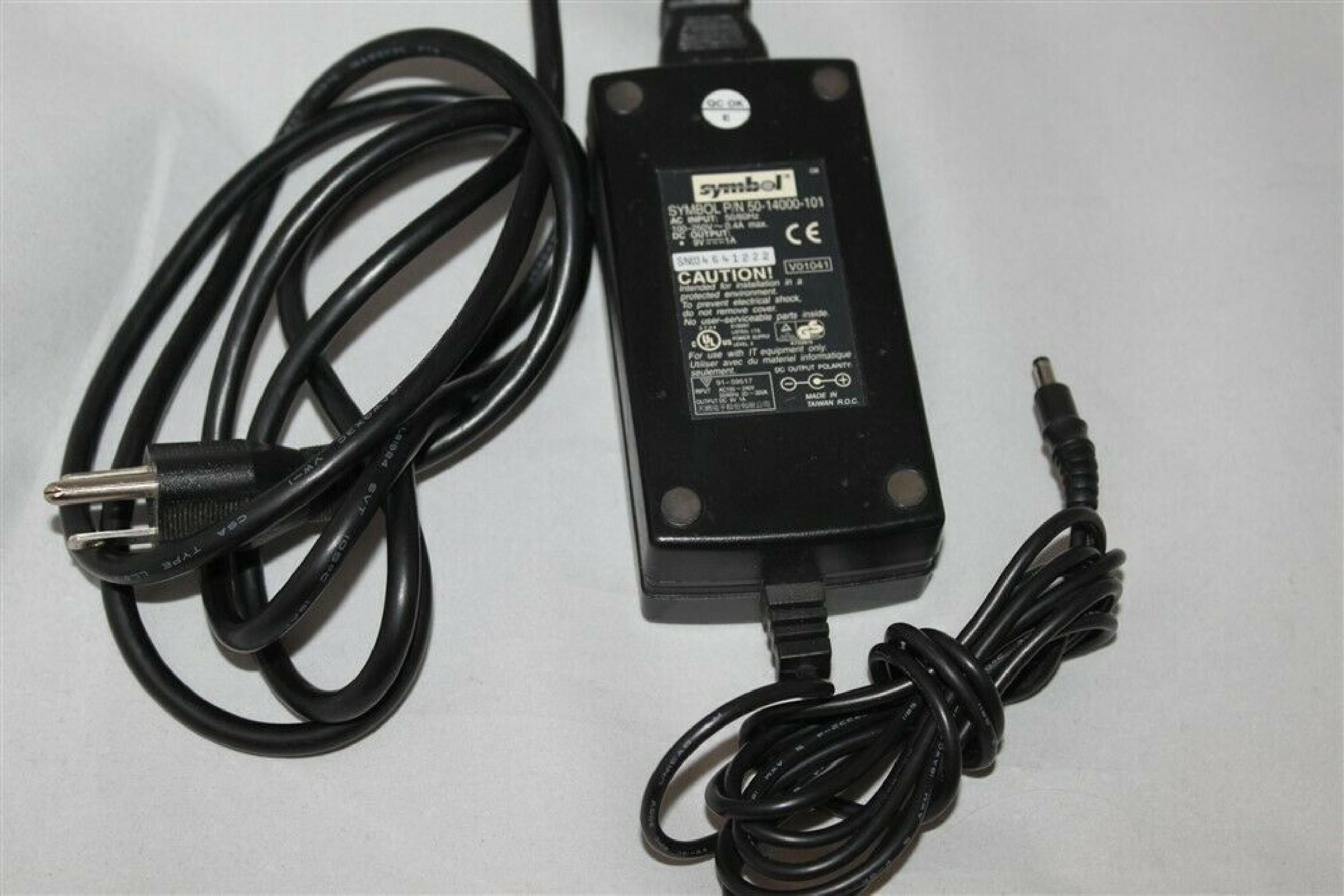 SYMBOL 50-14000-101 AC ADAPTER 9V 1A OD:4MM ID:1.8MM BARREL CONNECTOR POSITIVE TIP