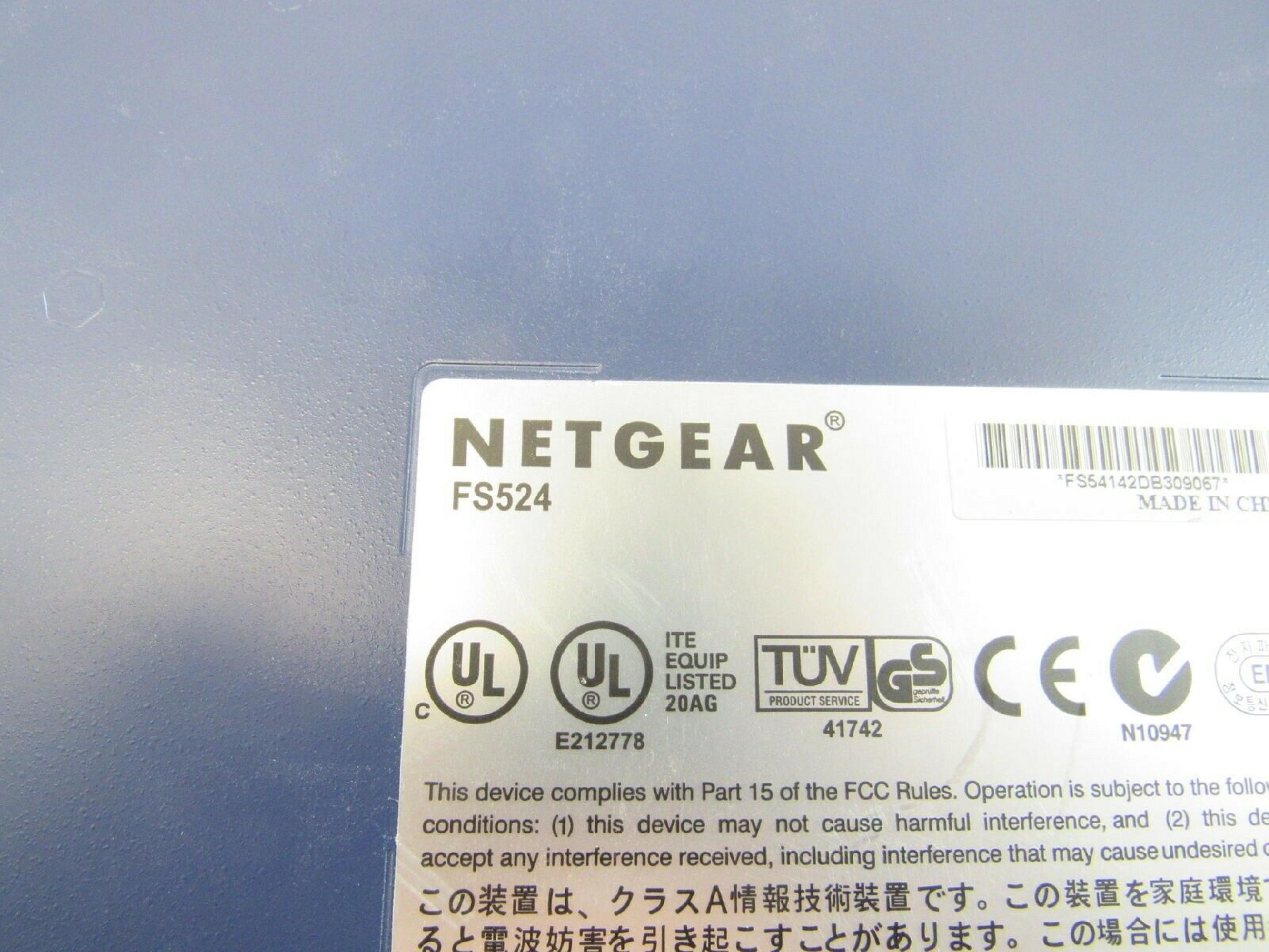 NETGEAR FS524 24 PORT 10/100MBPS FAST ETHERNET SWITCH