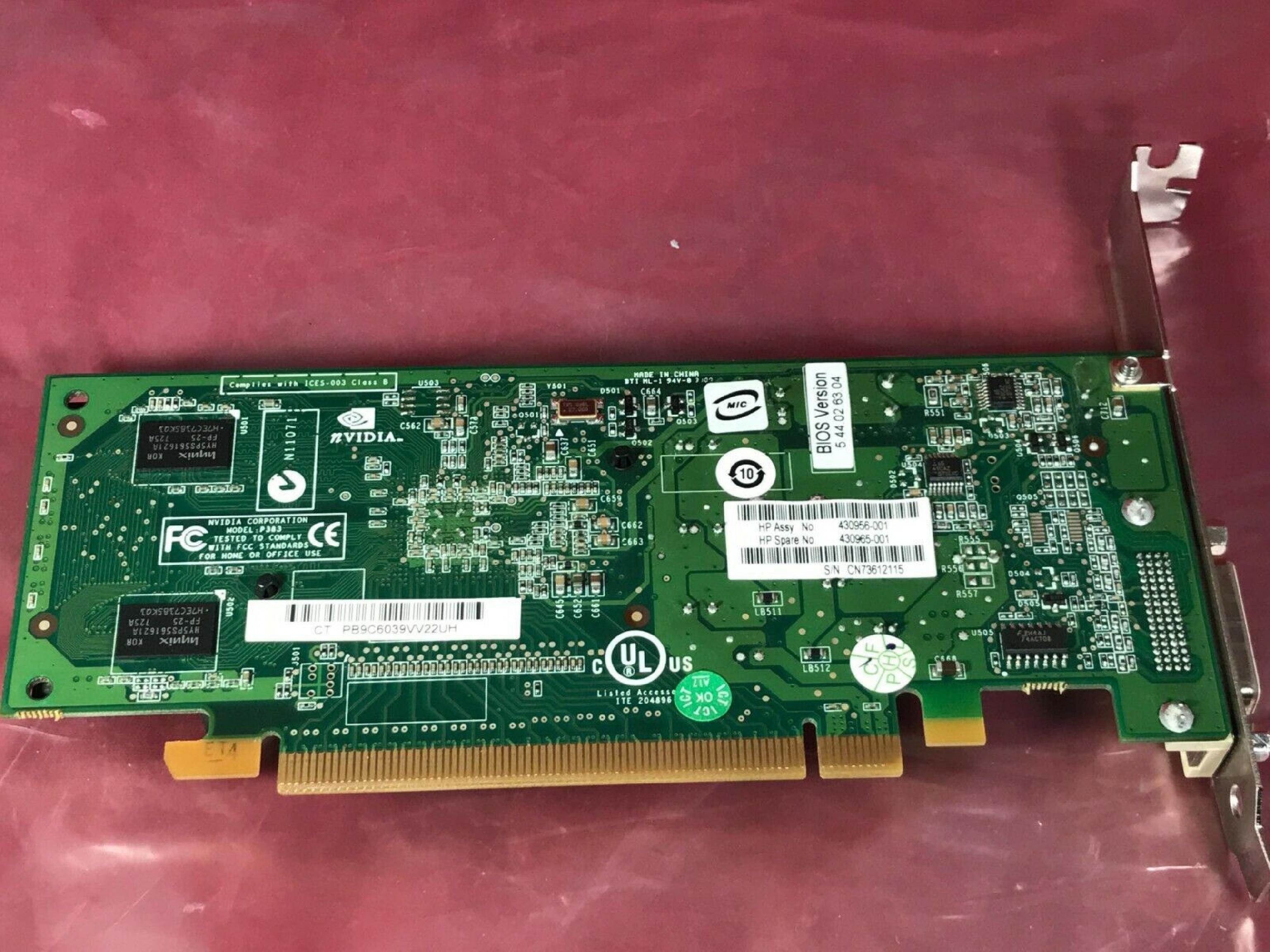 COMPAQ / HEWLETT PACKARD / HP P383 NVIDIA QUADRO 128MB PCI ESPRESS NVS 285 VIDEO CARD DVI