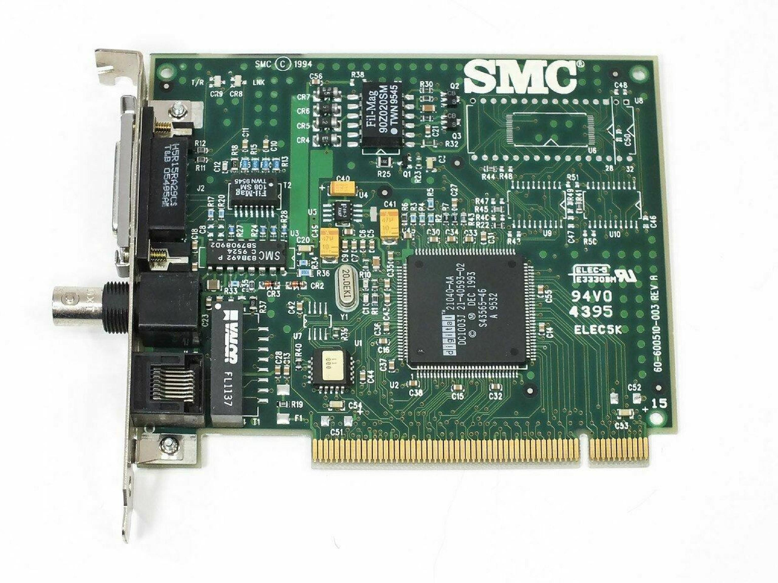 SMC / STANDARD MICROSYSTEMS CORPORATION 8432BTA PCI ETHERNET 10BT AUI COAX 10B2 10B5 RJ45
