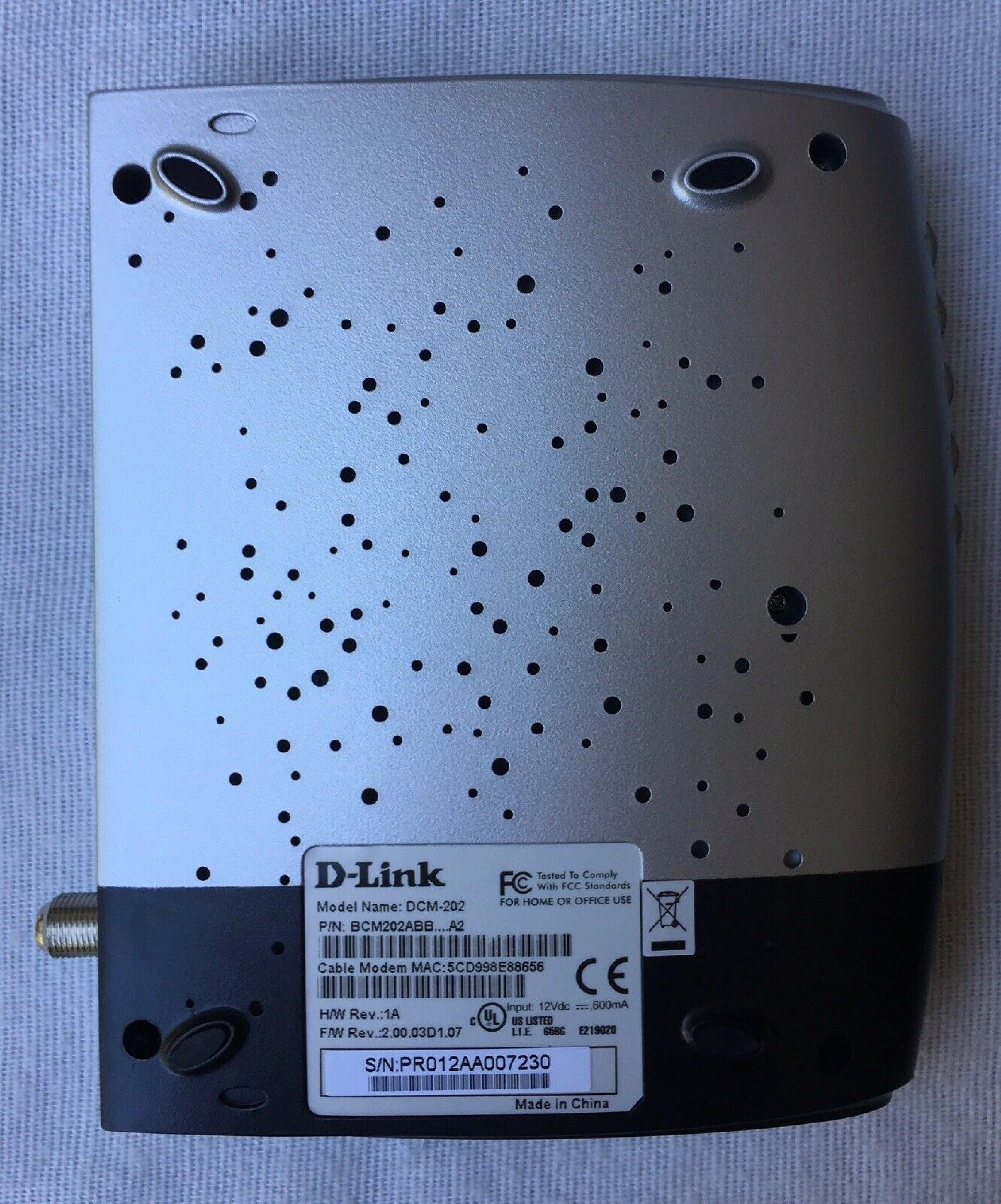 D-LINK SYSTEMS DCM-202 USB/ETHERNET CABLE MODEM DOCSIS 2.0