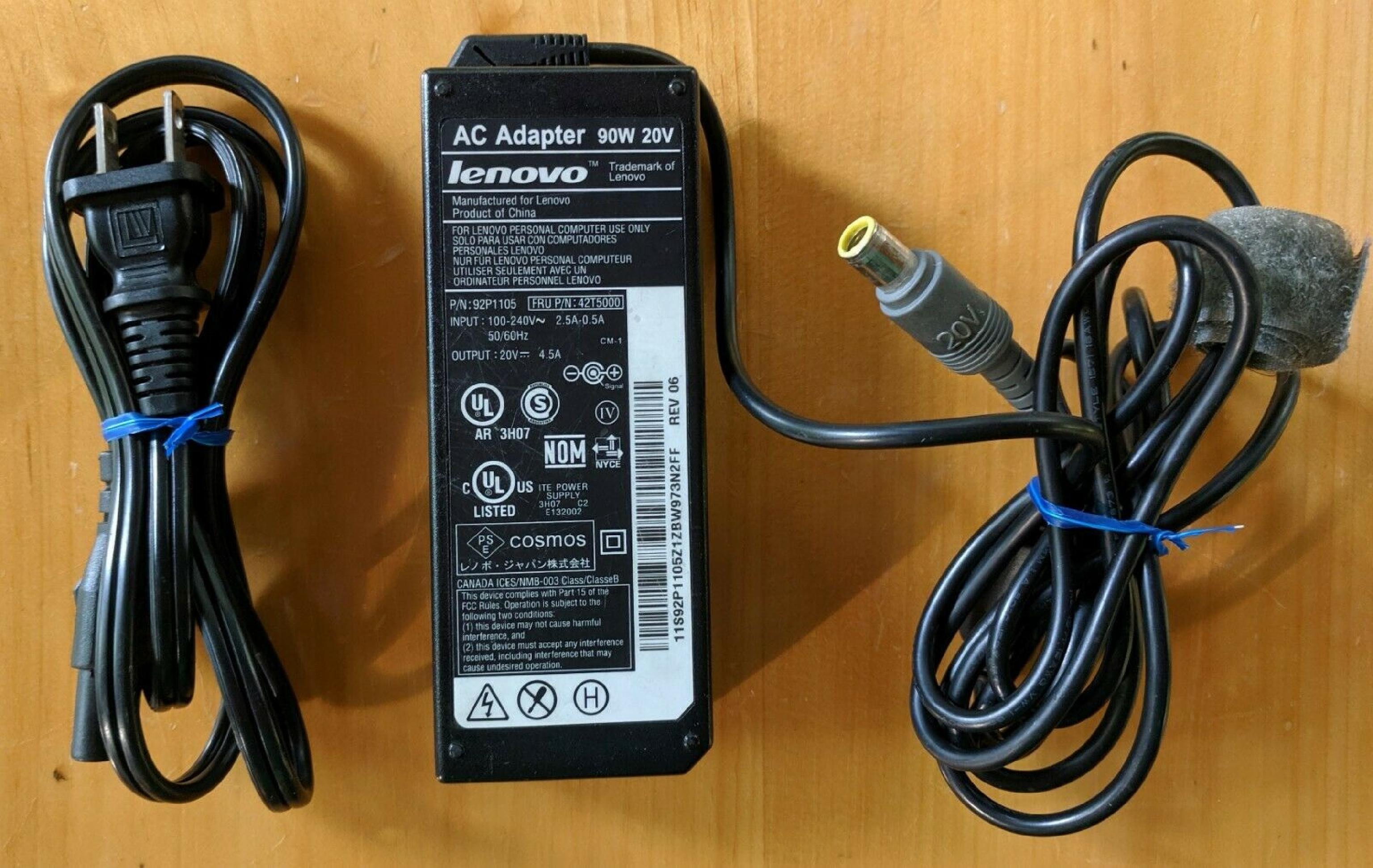 LENOVO / IBM 92P1105 AC ADAPTER POWER SUPPLY 20V 4.5A 90W