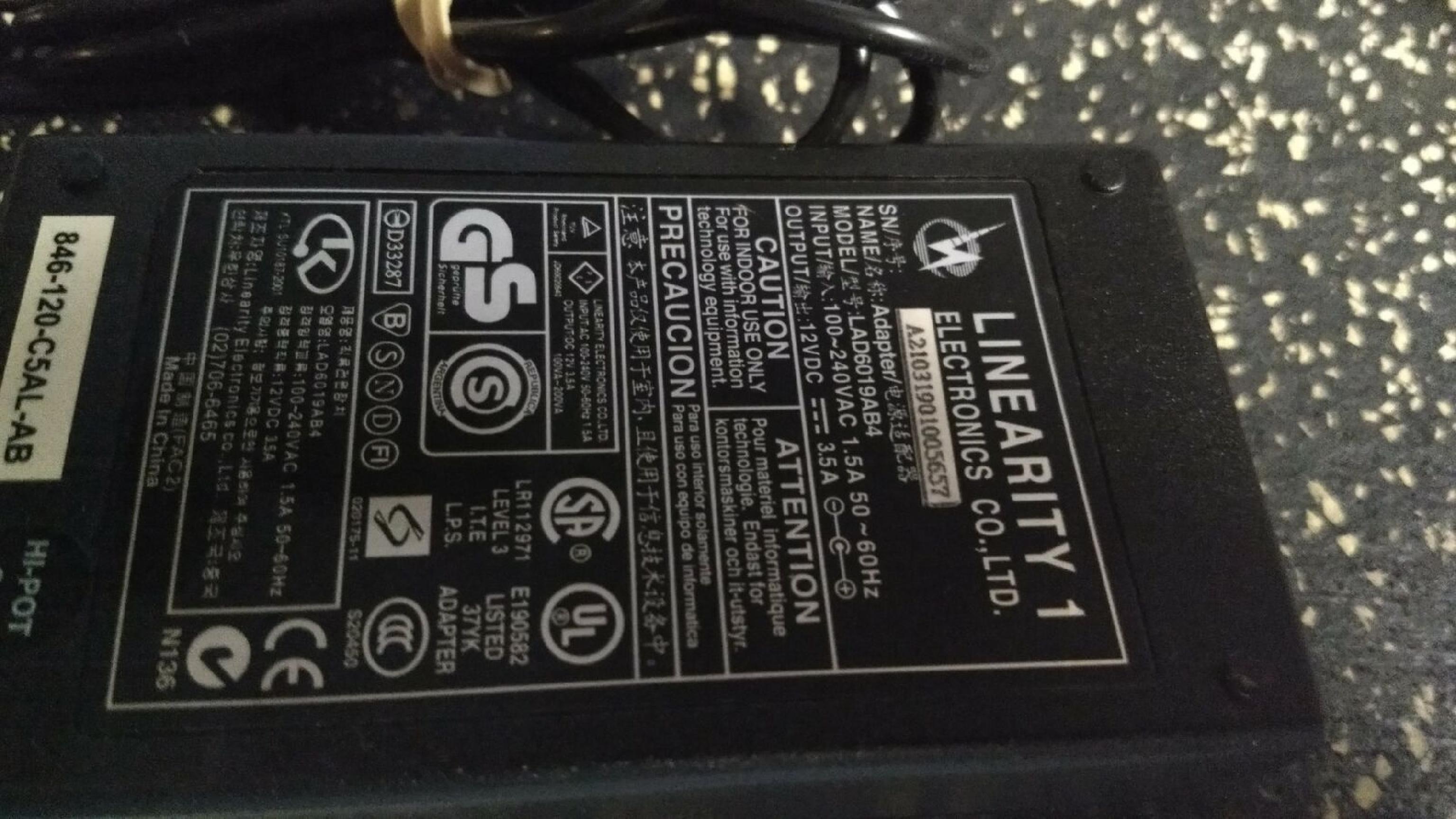 LINEARITY I ELECTRONICS CO LAD6019AB4 AC ADAPTER POWER SUPPLY 12V 4A