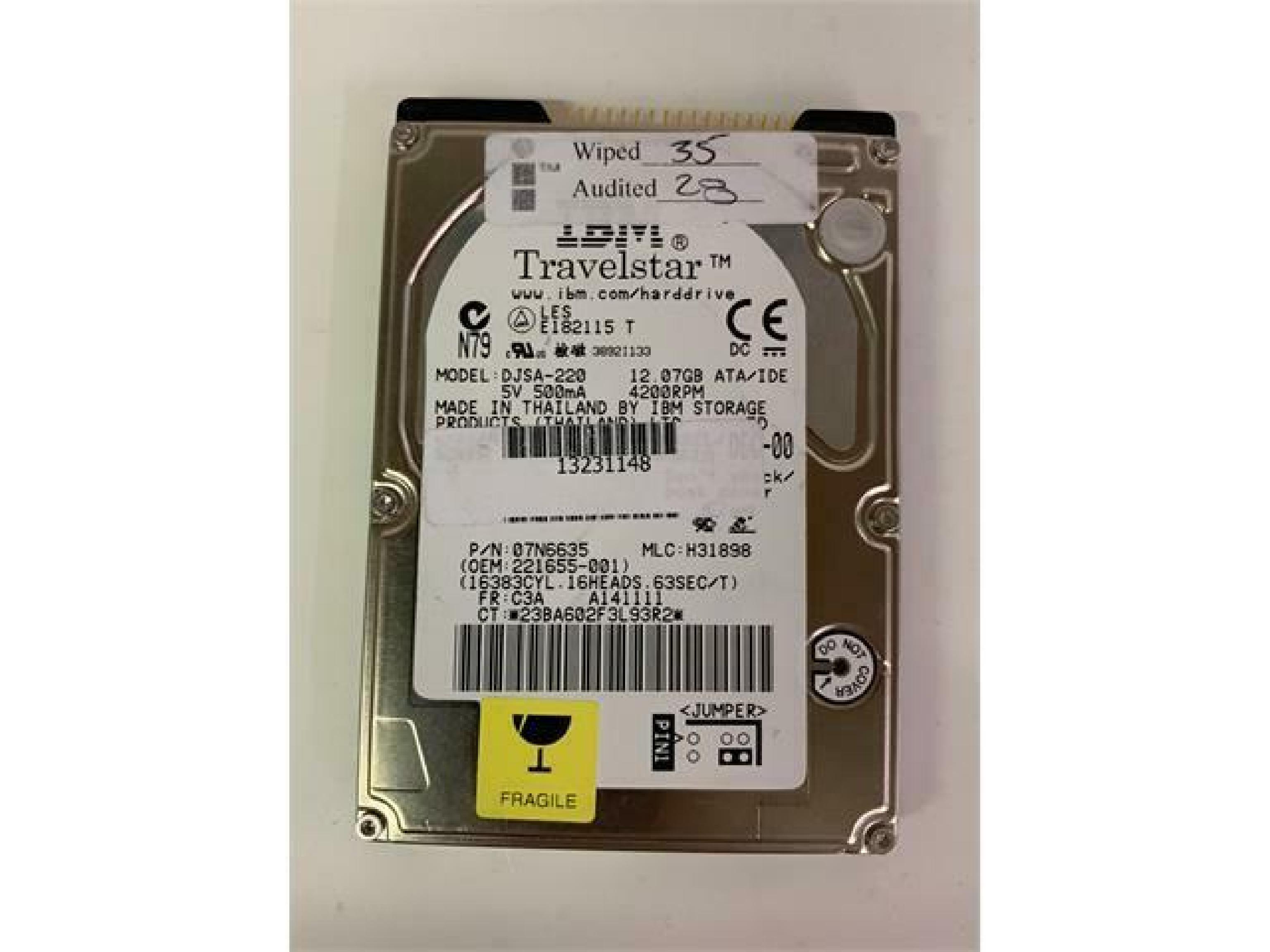 IBM DJSA-220 12GB 2.5 INCH DRIVE 13DEC00 MLC F80495