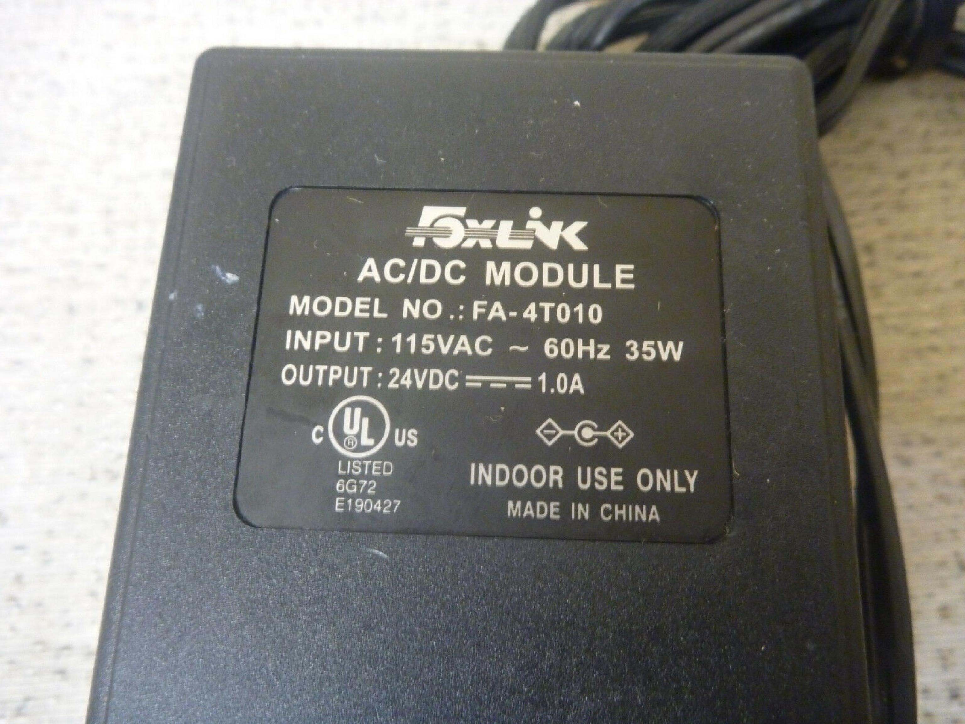 FOXLINK FA-4T010 AC ADAPTER 24VDC 1.0A WITH CUT LEADS