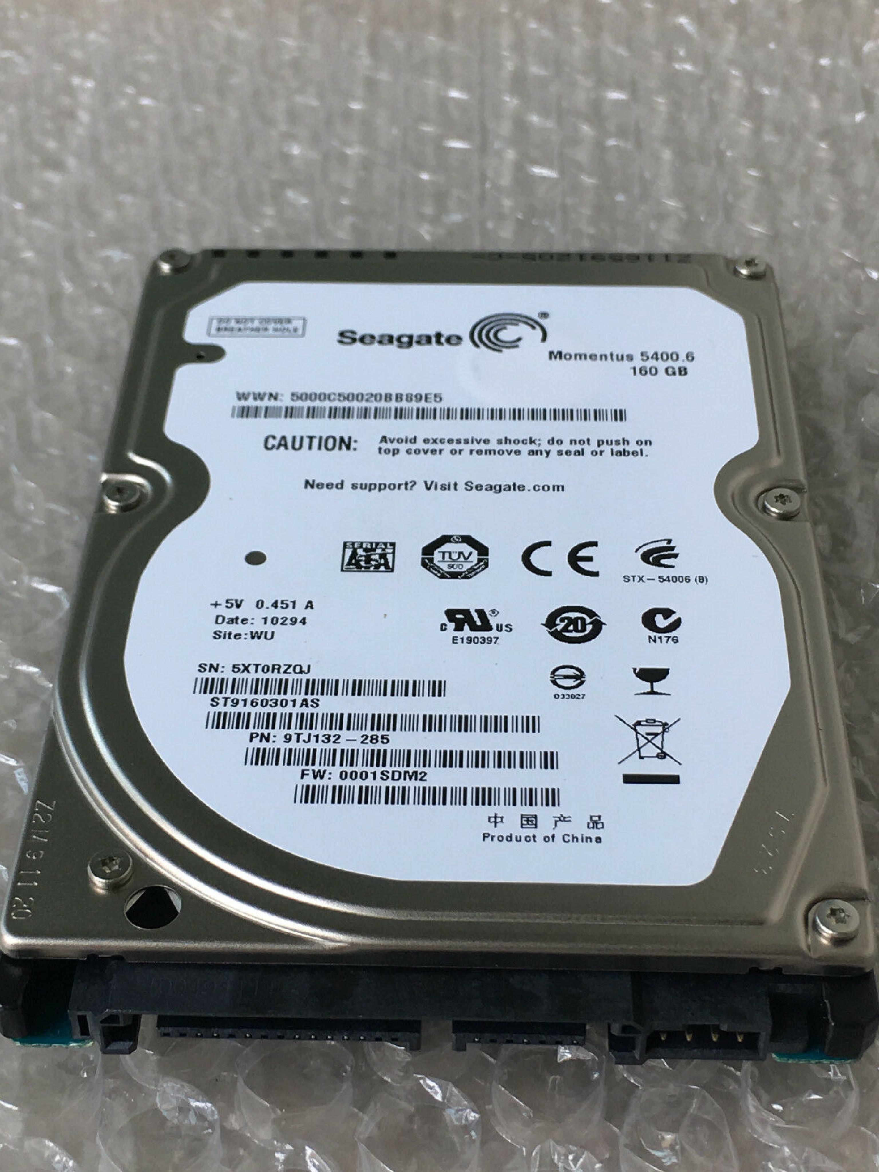 SEAGATE ST9160301AS 160GB SATA DRIVE 2.5 INCH FW 0001 SDM2 DOWNLOAD MODE 3 LBA 312581808