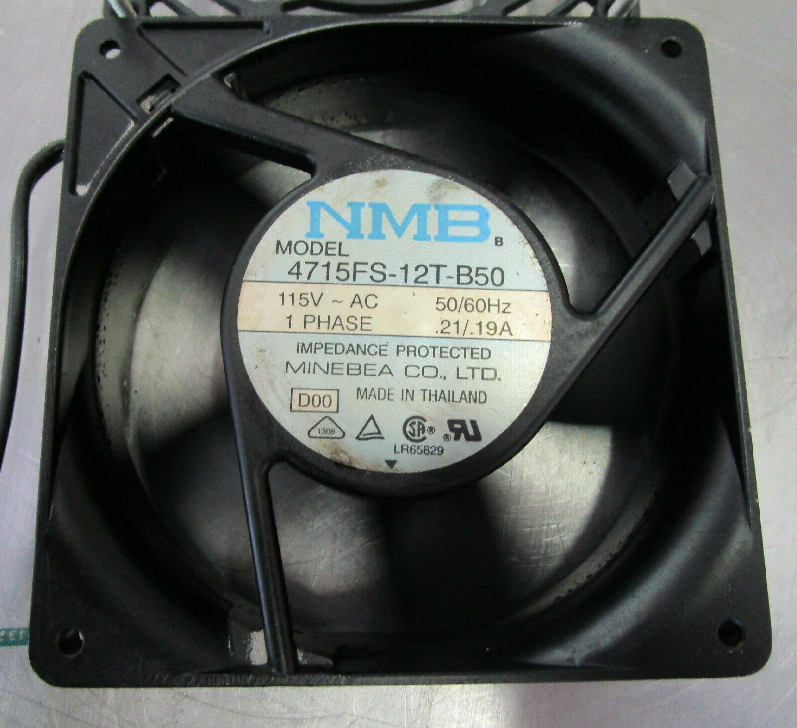 NMB / MINEBEA ELECTRONICS LTD 4715FS-12T-B50 115VAC 1 PHASE FAN .21/.19A 120MM X 28MM 38MM