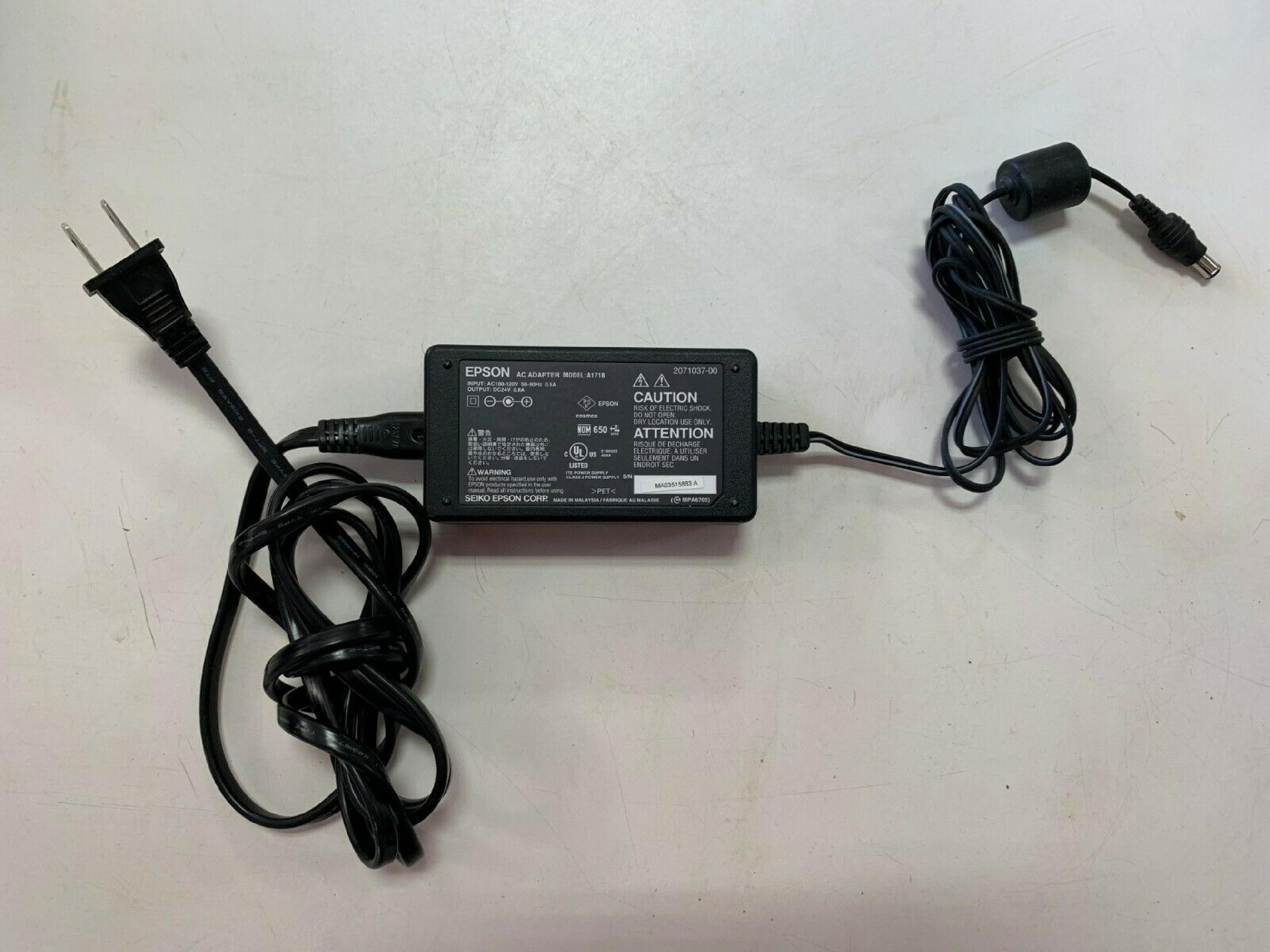 EPSON A171B AC ADAPTER 24V 0.8A OD:6MM ID:3.2MM WITH 1MM CENTER SPIKE BARREL CONNECTOR DESKTOP