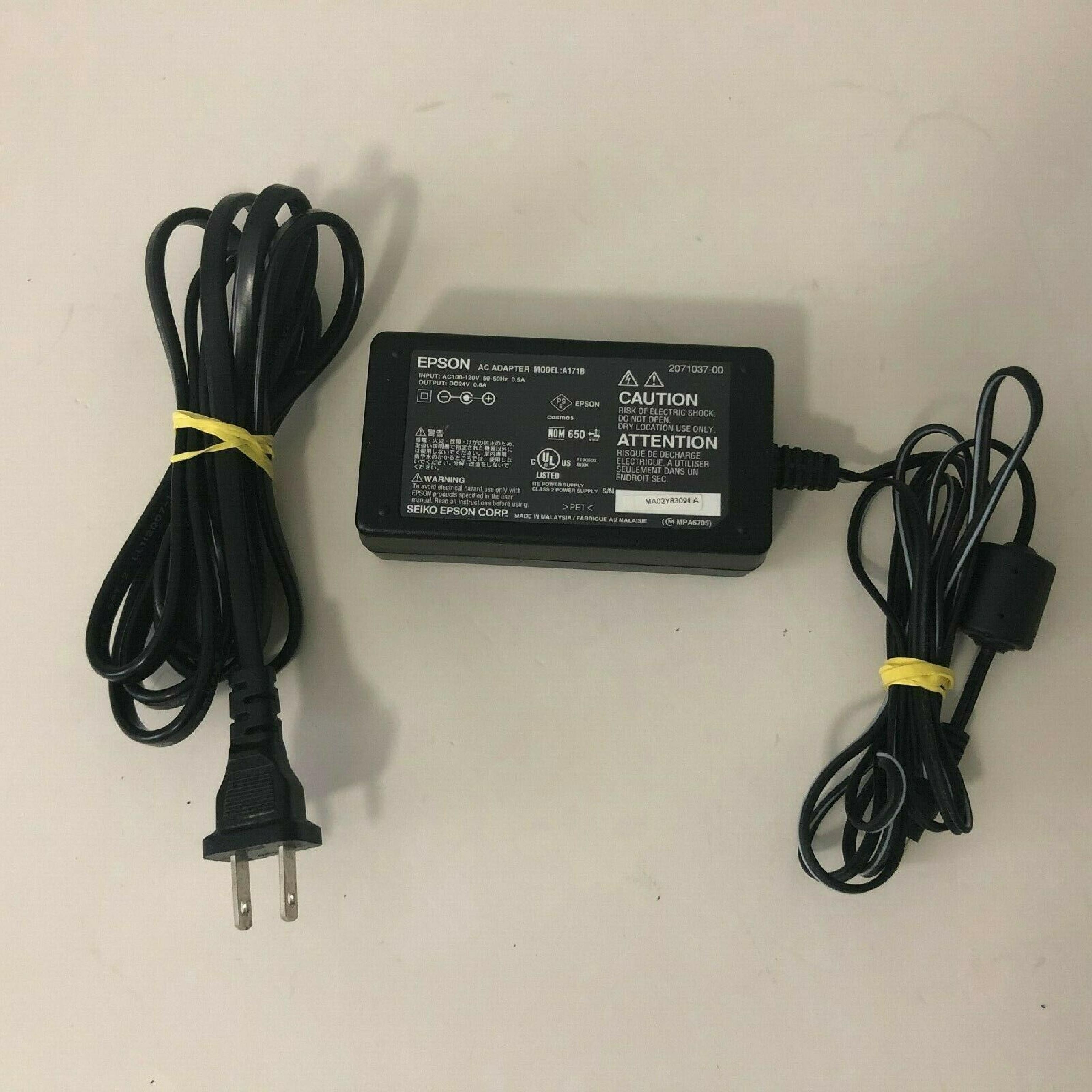 EPSON A171B AC ADAPTER 24V 0.8A OD:6MM ID:3.2MM WITH 1MM CENTER SPIKE BARREL CONNECTOR DESKTOP