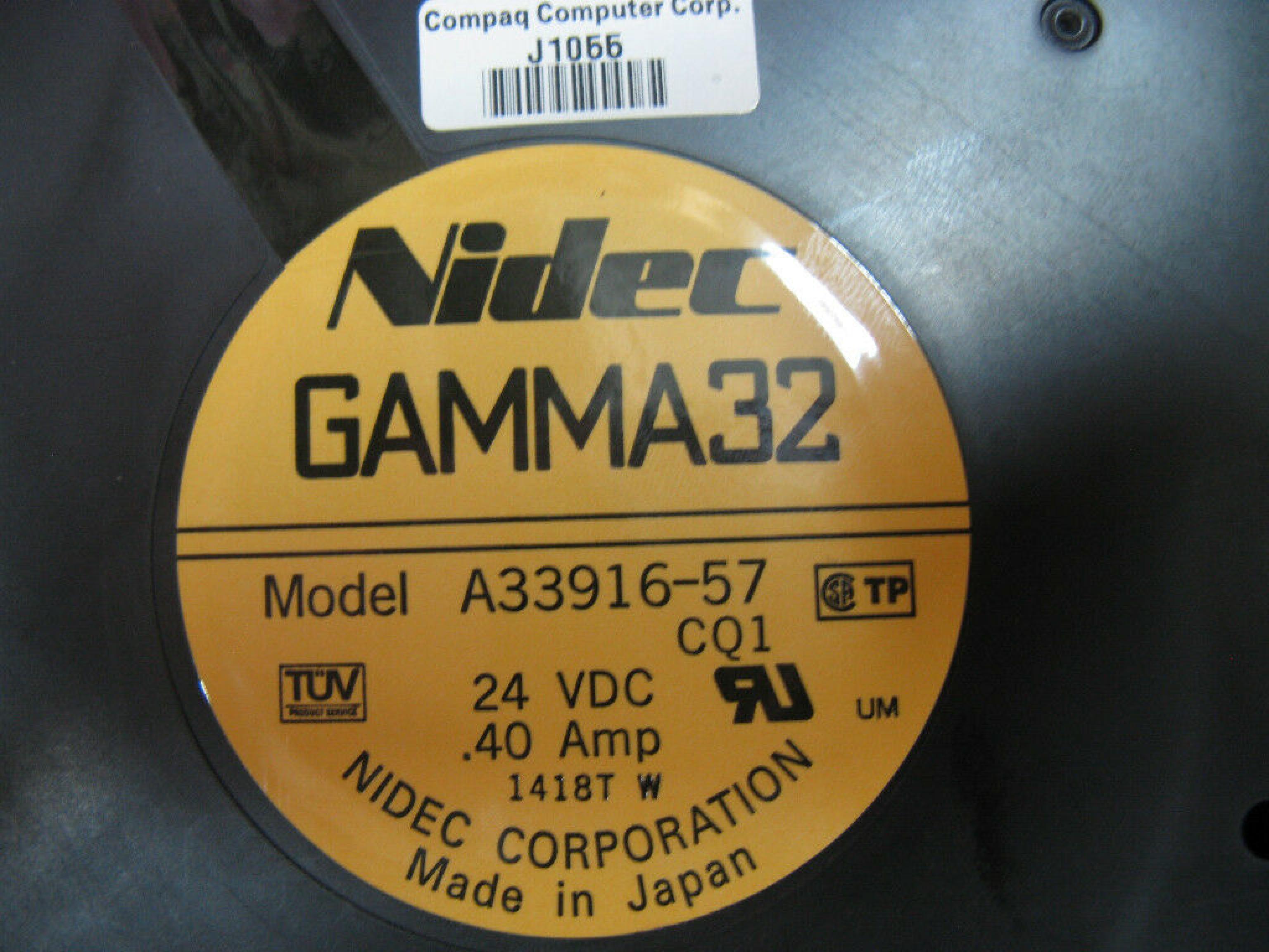 COMPAQ / HEWLETT PACKARD / HP / NIDEC 173826-001 FAN ASSEMBLY 24VDC .40AMP GAMMA32 DC BRUSHLESS