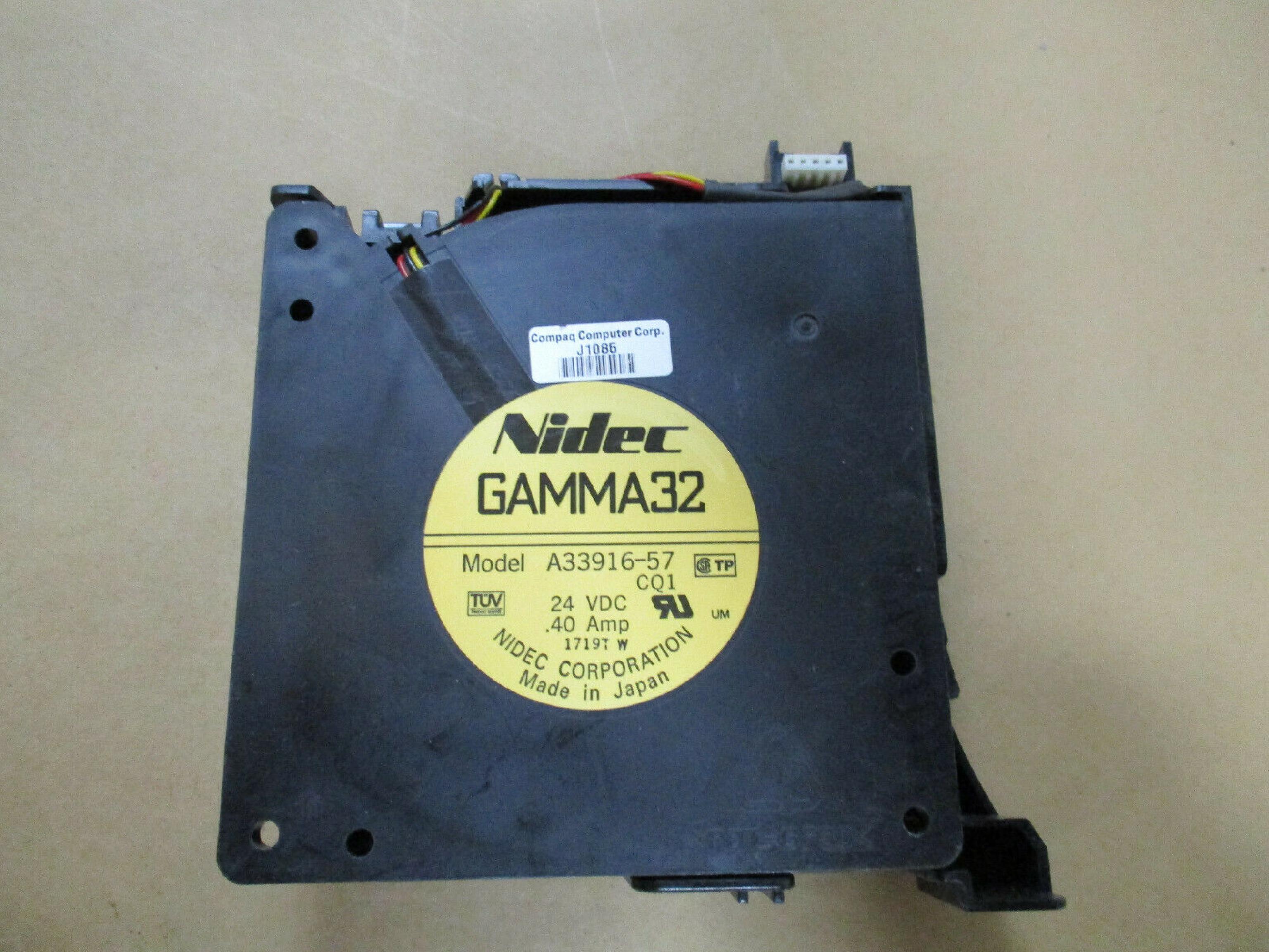NIDEC A33916-57 COMPAQ FAN ASSEMBLY 24VDC .40AMP GAMMA32 DC BRUSHLESS