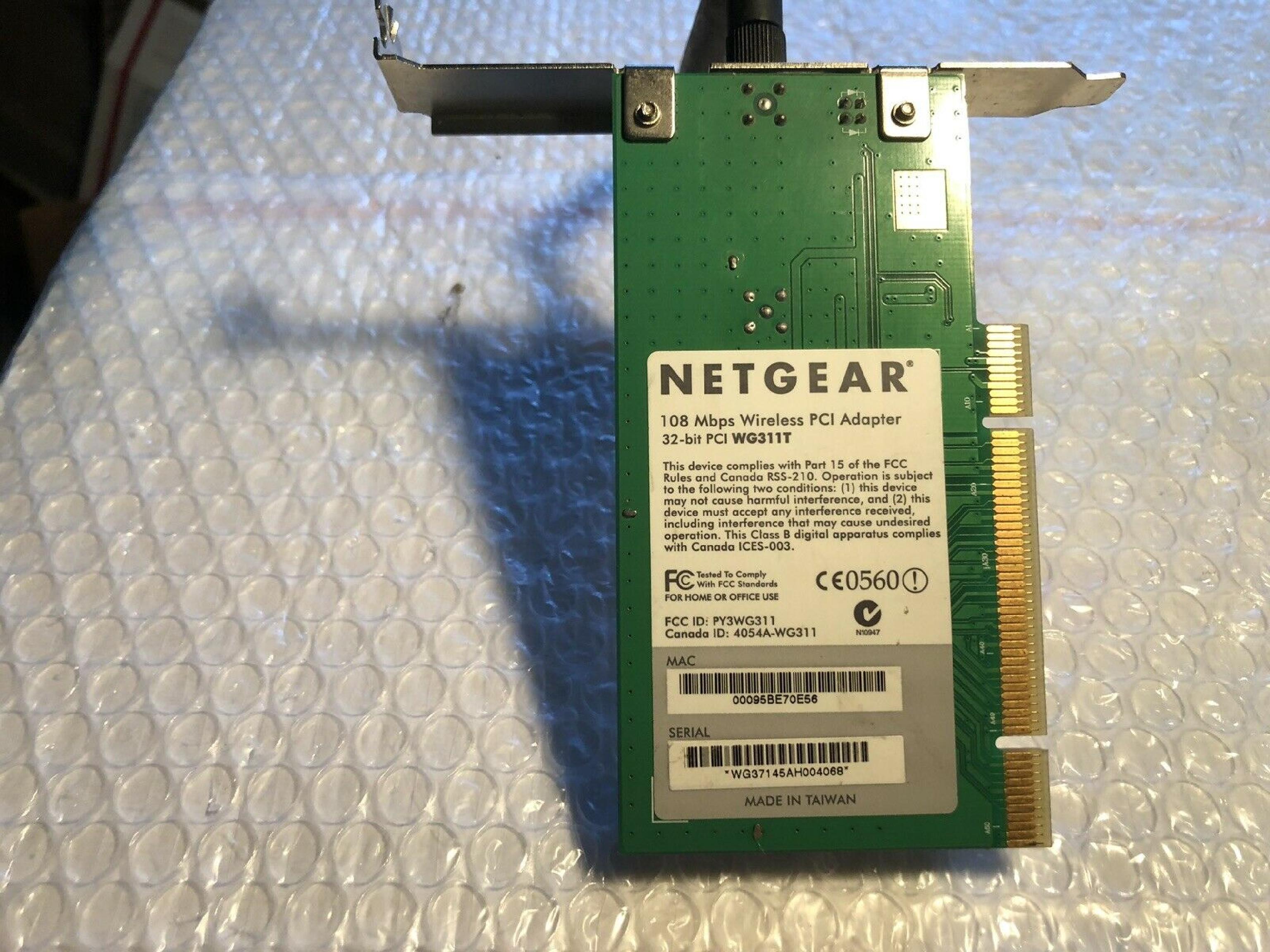 NETGEAR WG311T 108 MBPS WIRELESS PCI ADAPTER 32-BIT PCI