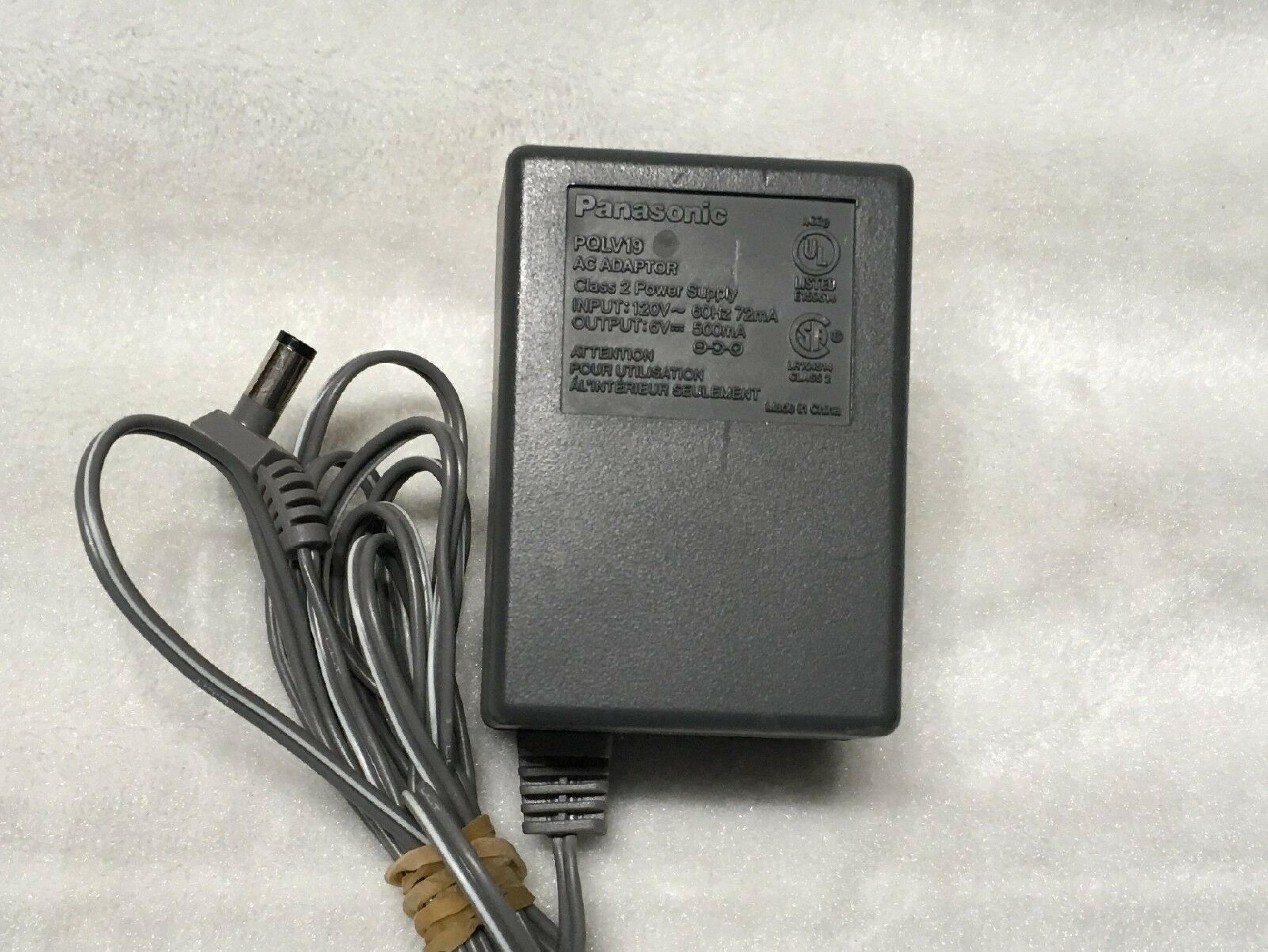 PANASONIC POLV19 AC ADAPTER 6VDC 500MA NEGATIVE CENTER, POSITIVE OUTSIDE POLE, BARREL CONNECTOR OD:5.5MM, ID:2.1MM RIGHT ANGLE