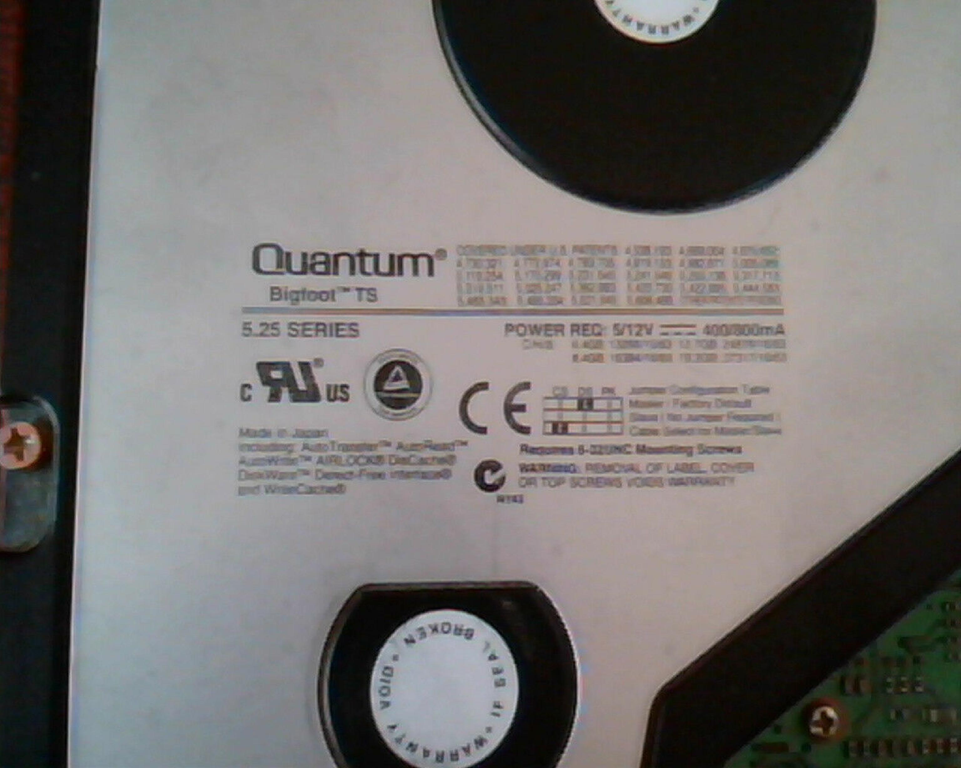 QUANTUM 9.6AT 9.6GB IDE DRIVE BIGFOOT REV 02-D A210F