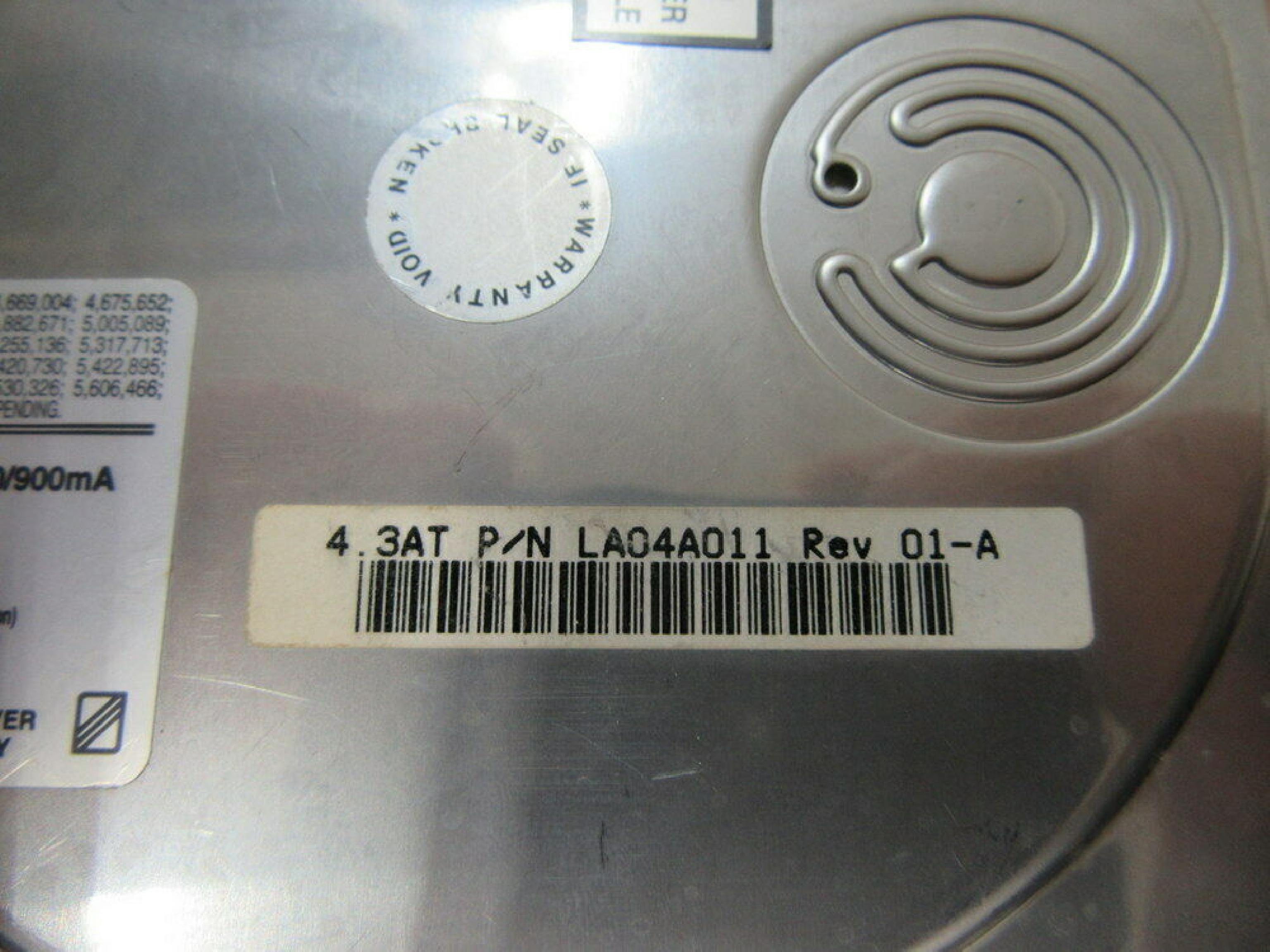 QUANTUM LA04A011 4.3GB IDE DRIVE REV 01-A REV. A00 YGZXX 12/22/97 AP10A 01-N A050X