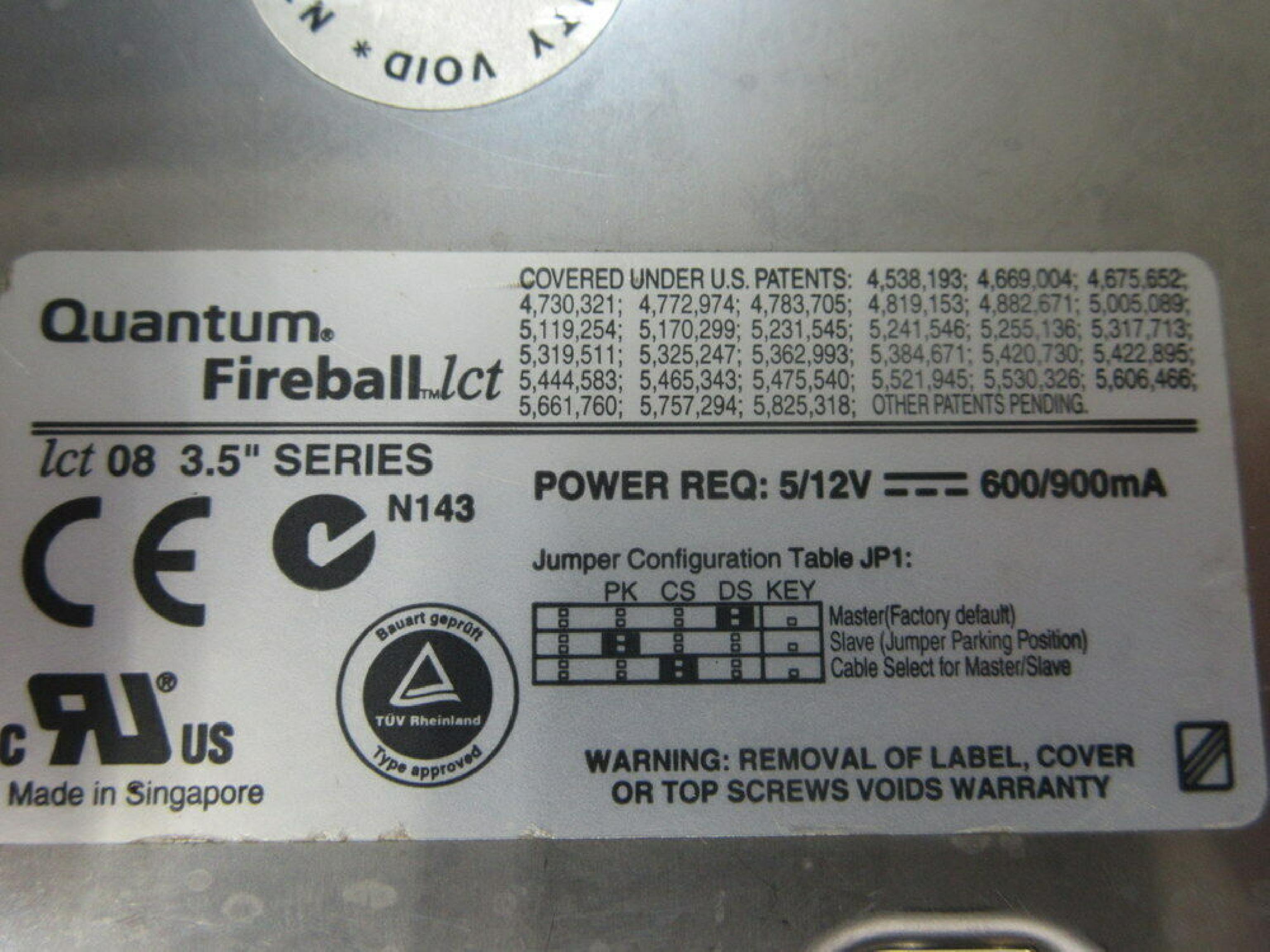 QUANTUM LA04A011 4.3GB IDE DRIVE REV 01-A REV. A00 YGZXX 12/22/97 AP10A 01-N A050X