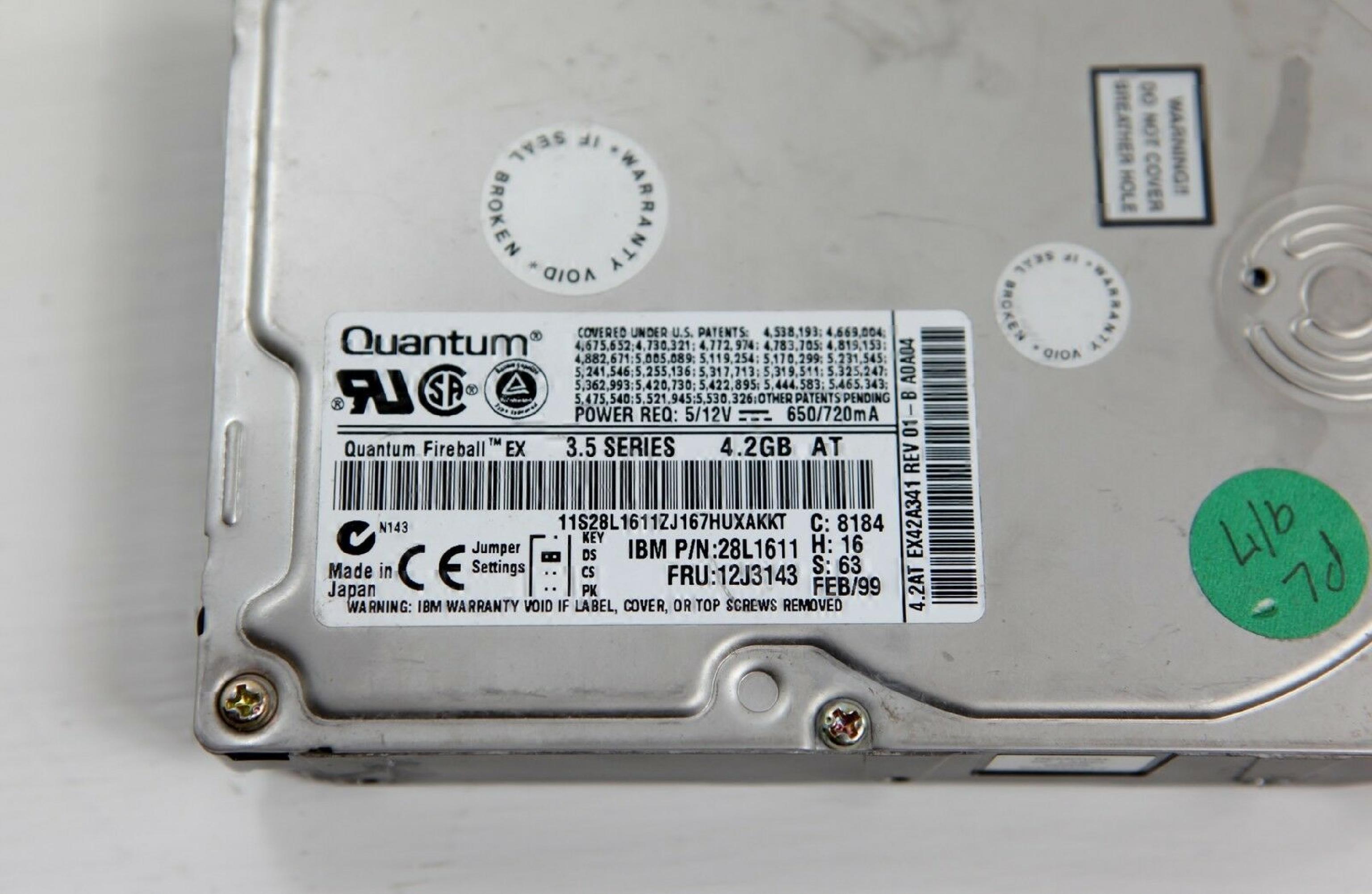 IBM 28L1611 4.2GB IDE DRIVE JAN/99 REV 01-B A0A04 PGZXX