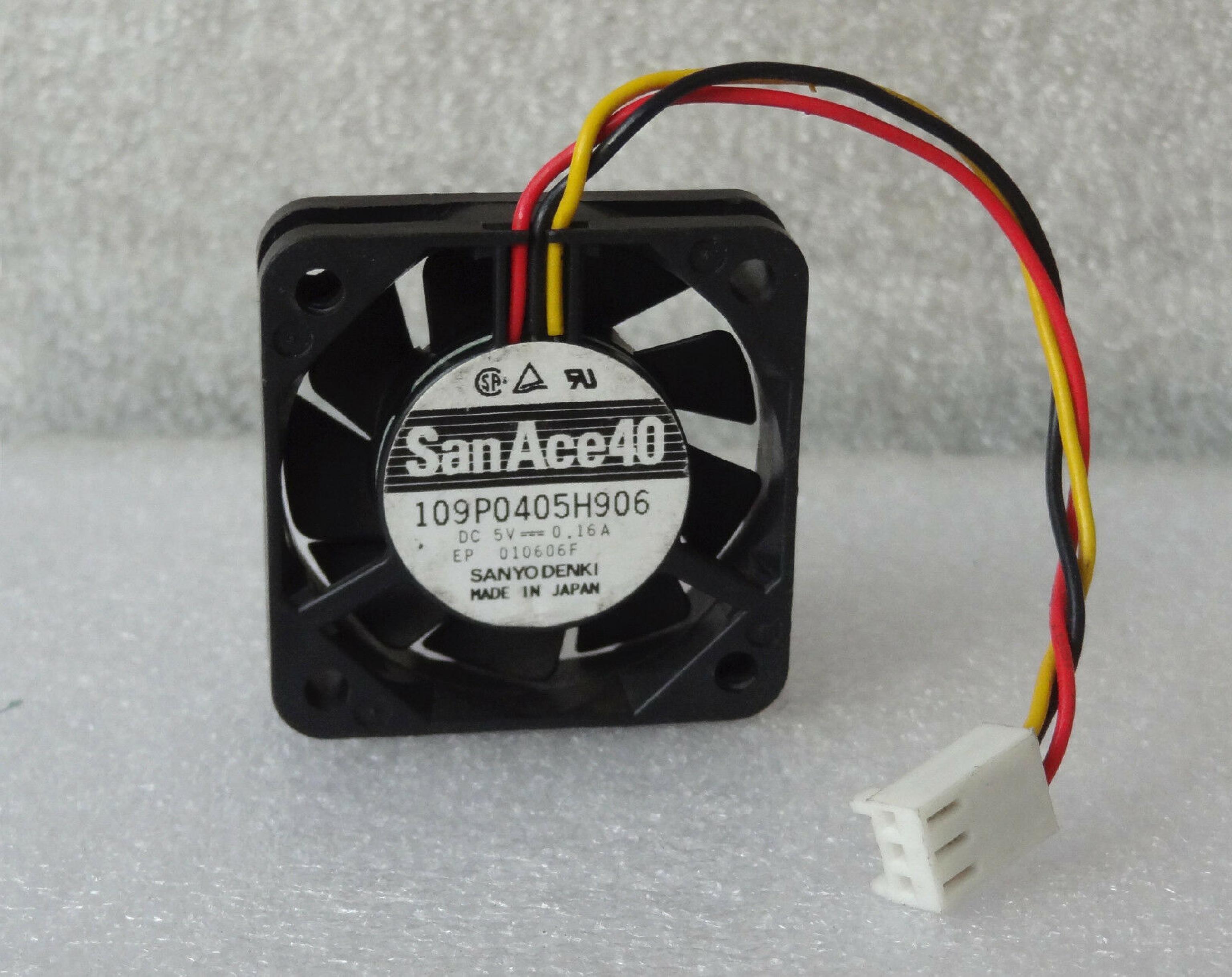 SAN ACE 109P0405H906 FAN 5VDC .16A 40MM BY 10MM, 3 WIRE 4INCH CABLE WITH 3PIN IDC CONNECTOR