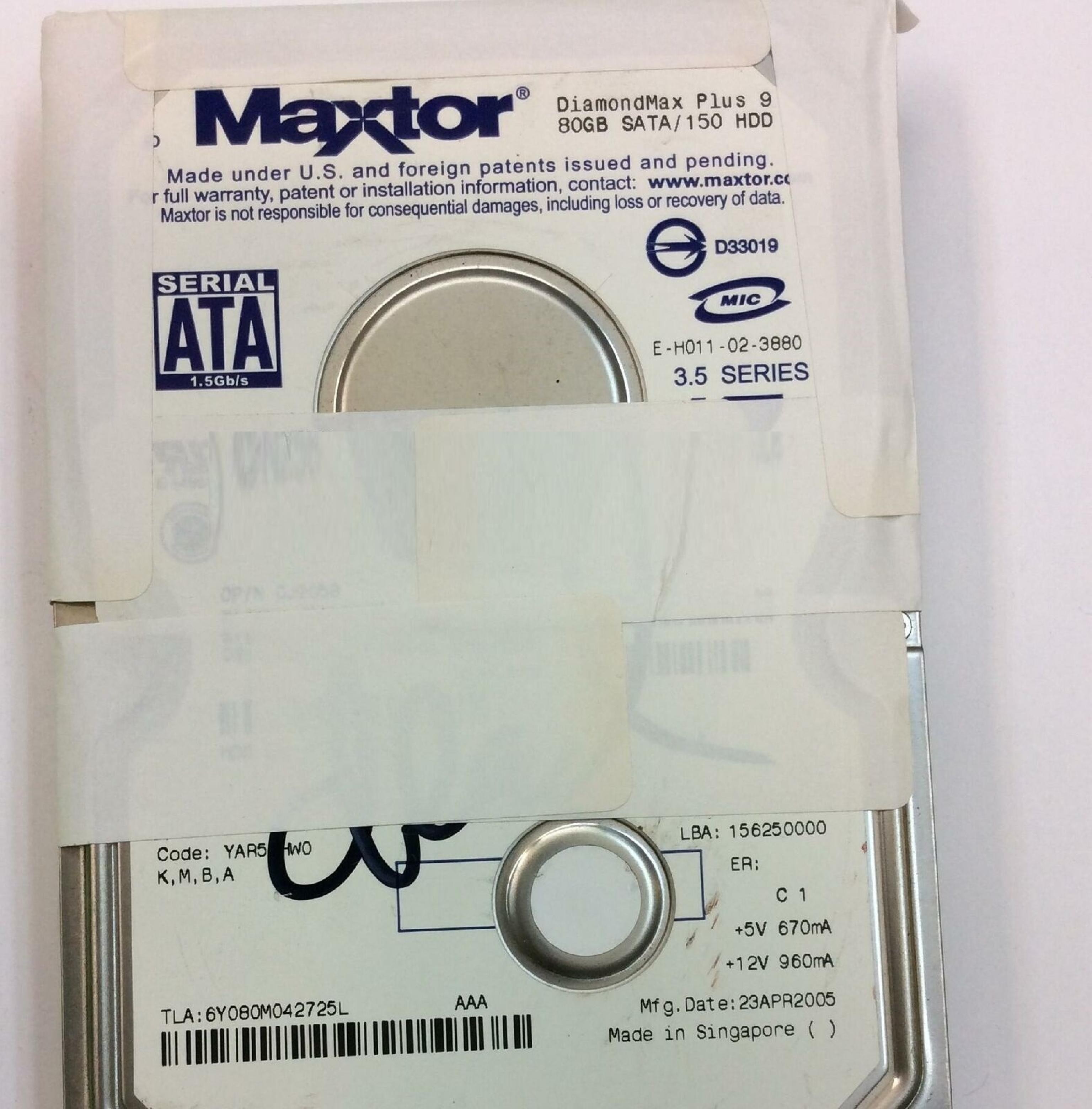 MAXTOR D33019 30GB IDE FIREBALL 3 ATA/133 10OCT2002 LBA 60058656 CODE VAM51JJ0 REV.A00 21OCT2002 21DEC2002