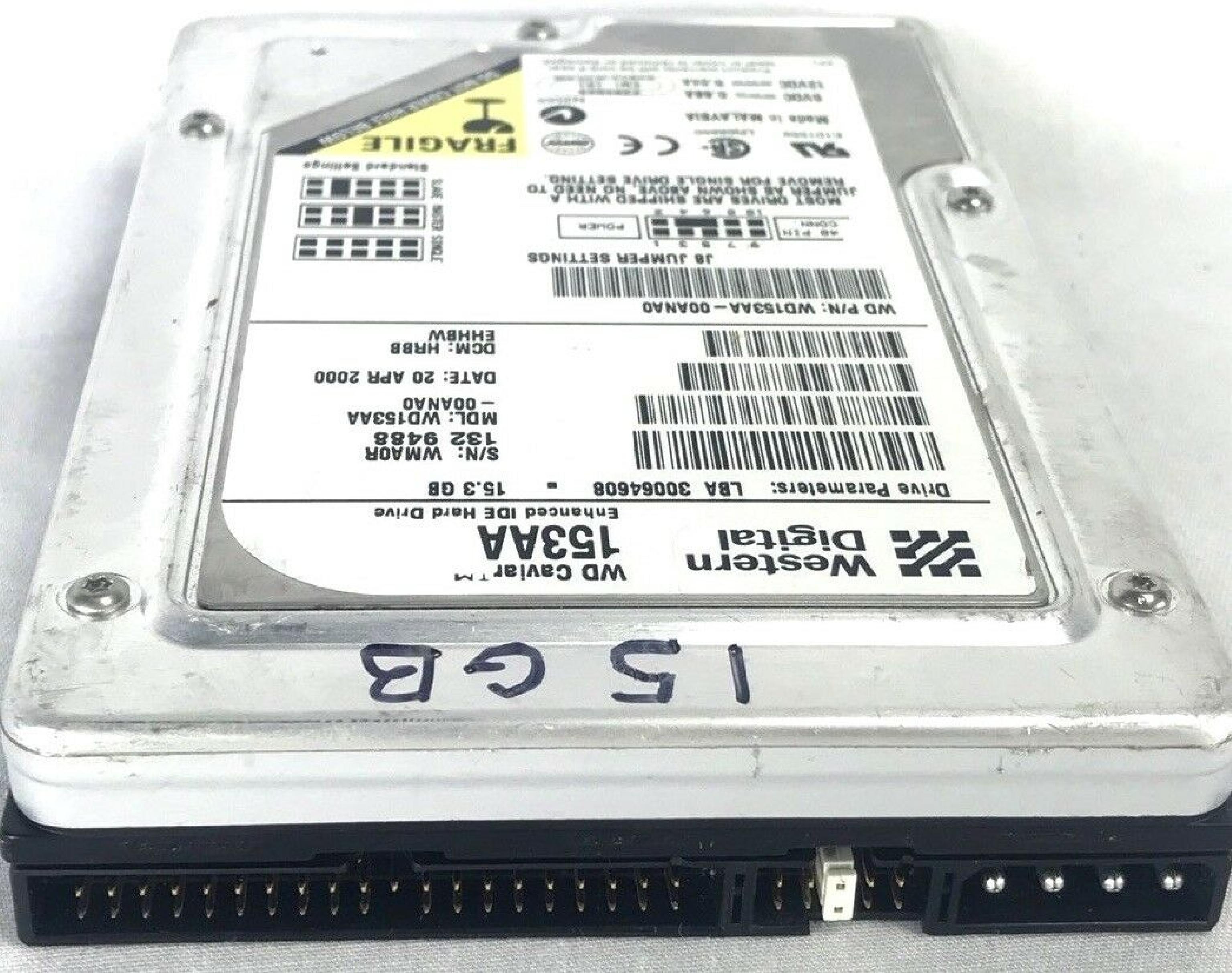 WESTERN DIGITAL / WD WD153AA-00ANA0 15.3GB IDE DRIVE LBA 30064608 DATE 02 APR 2000 DCM RSAA EHHA0 15GB RSAAEHHA0