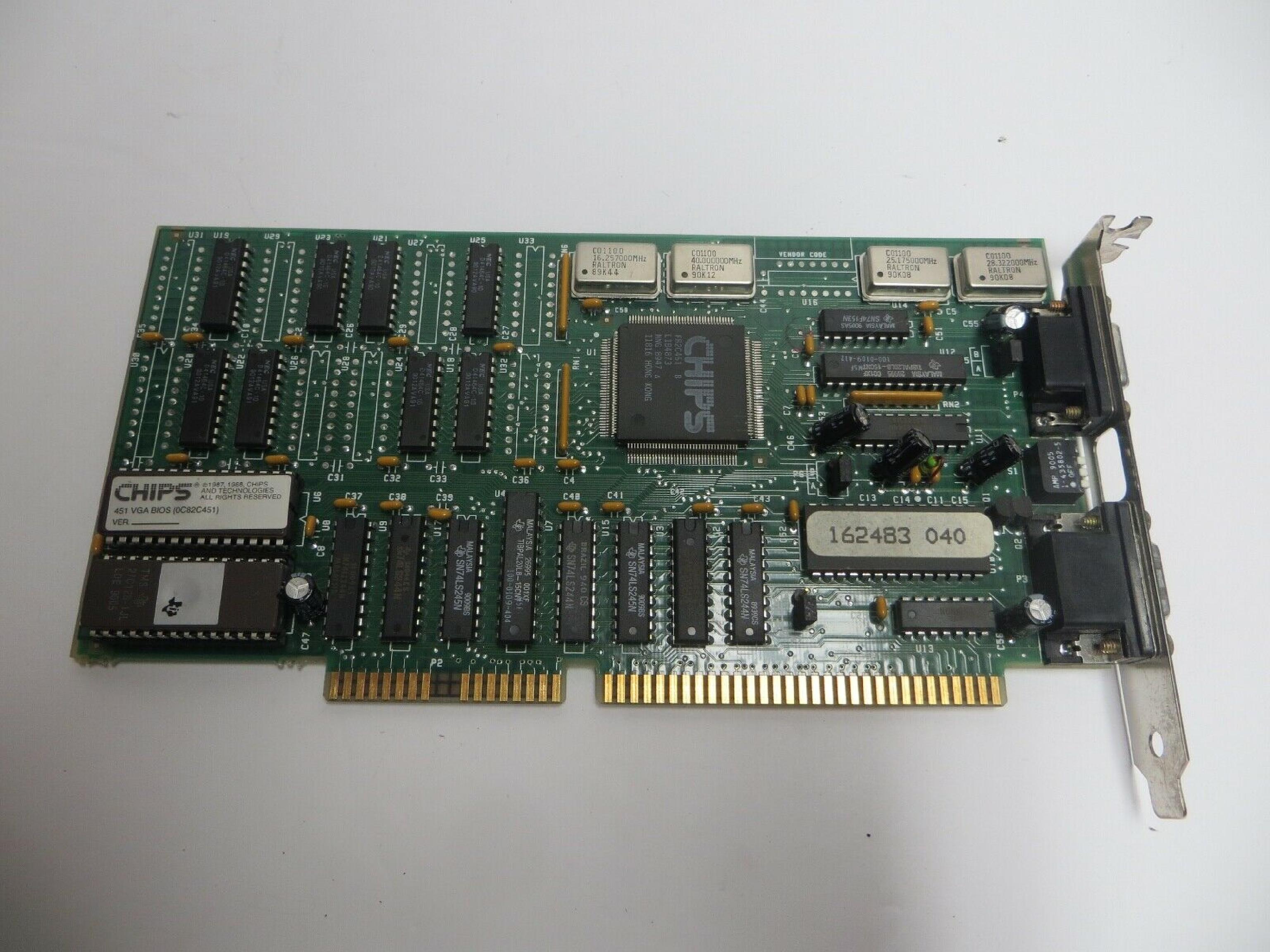 CHIPS AND TECHNOLOGIES GDEVGA512 ISA VIDEO CARD EGA 9PIN, VGA 15PIN