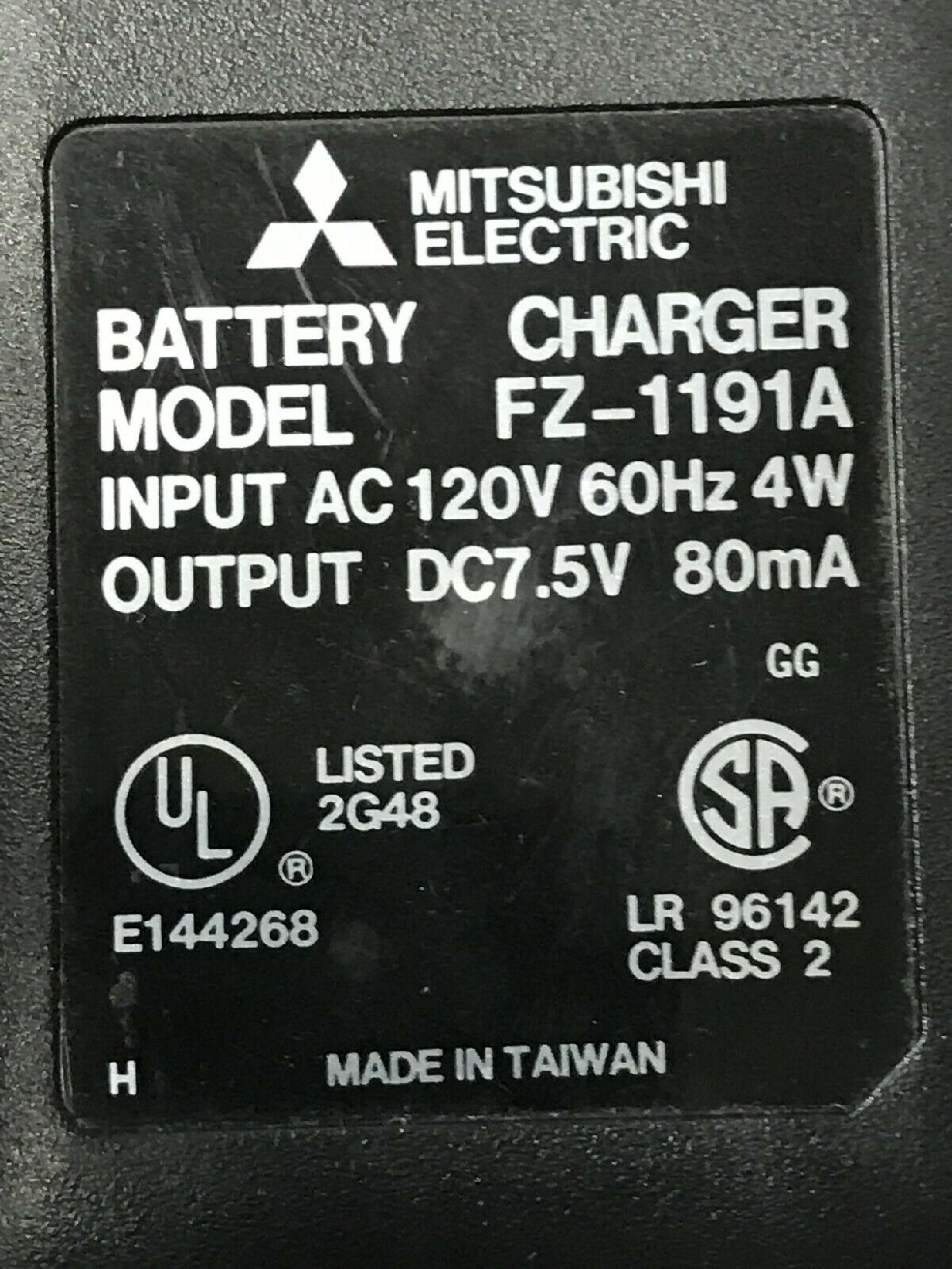 MITSUBISHI FZ-1191A BATTERY CHARGER DC7.5V 80MA