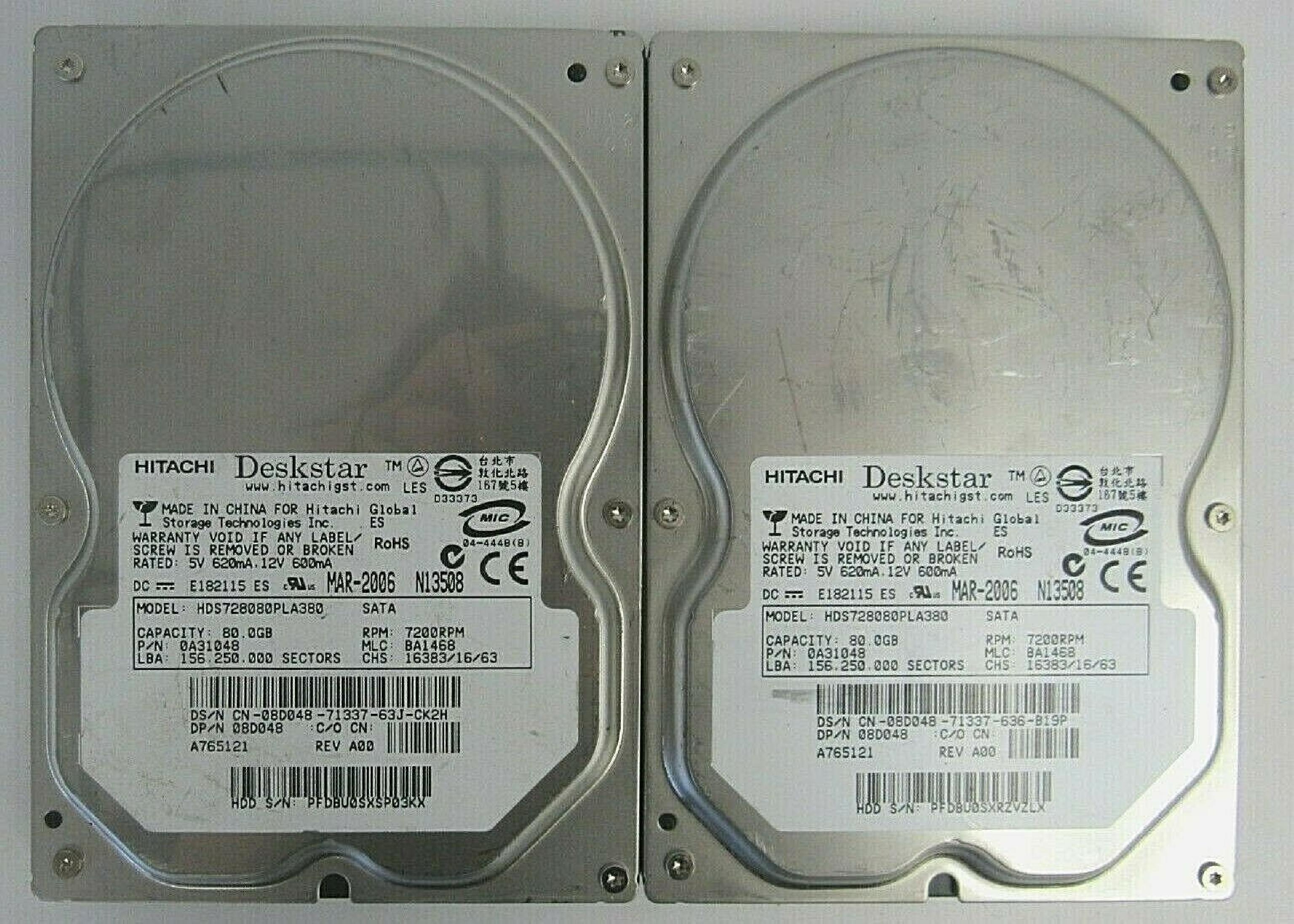 DELL 08D048 80GB SATA DRIVE FEB-2006 MLC: BA1468 LBA: 156.250.000