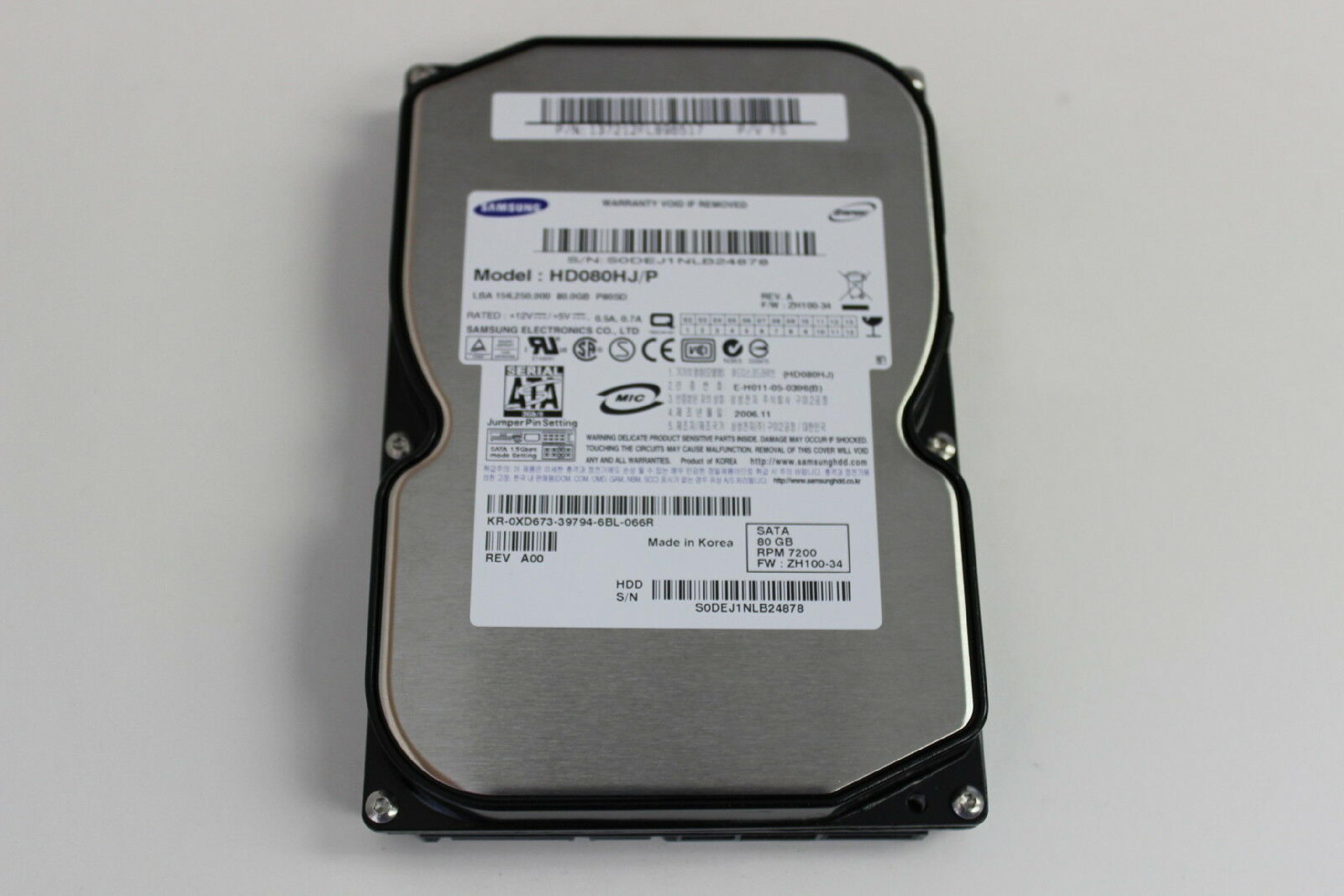 DELL XD673 80GB SATA DRIVE LBA 156,250,000 F/W: ZH100-34