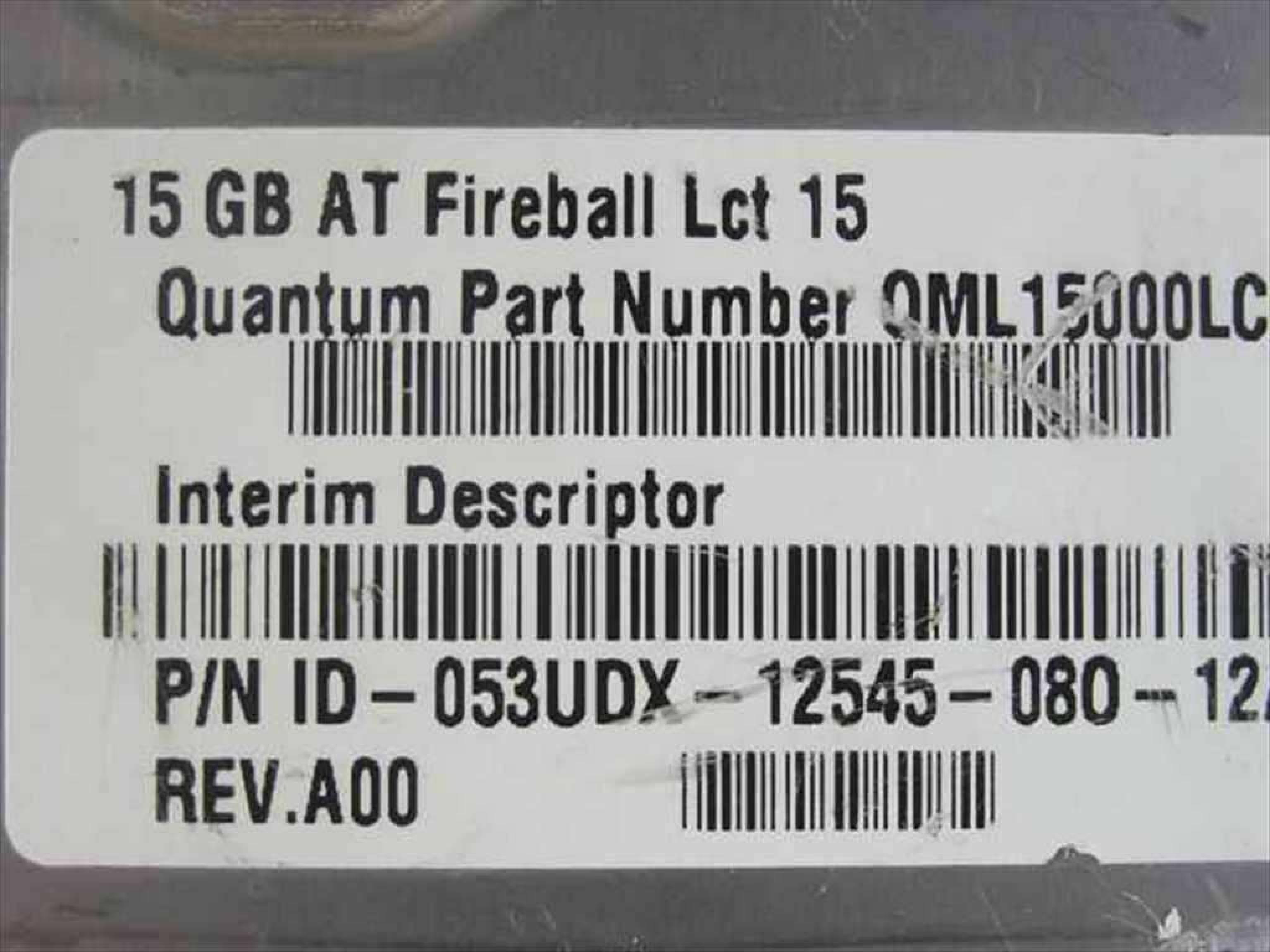 QUANTUM 53UDX 15GB IDE DRIVE FIREBALL LCT 15 REV.A00