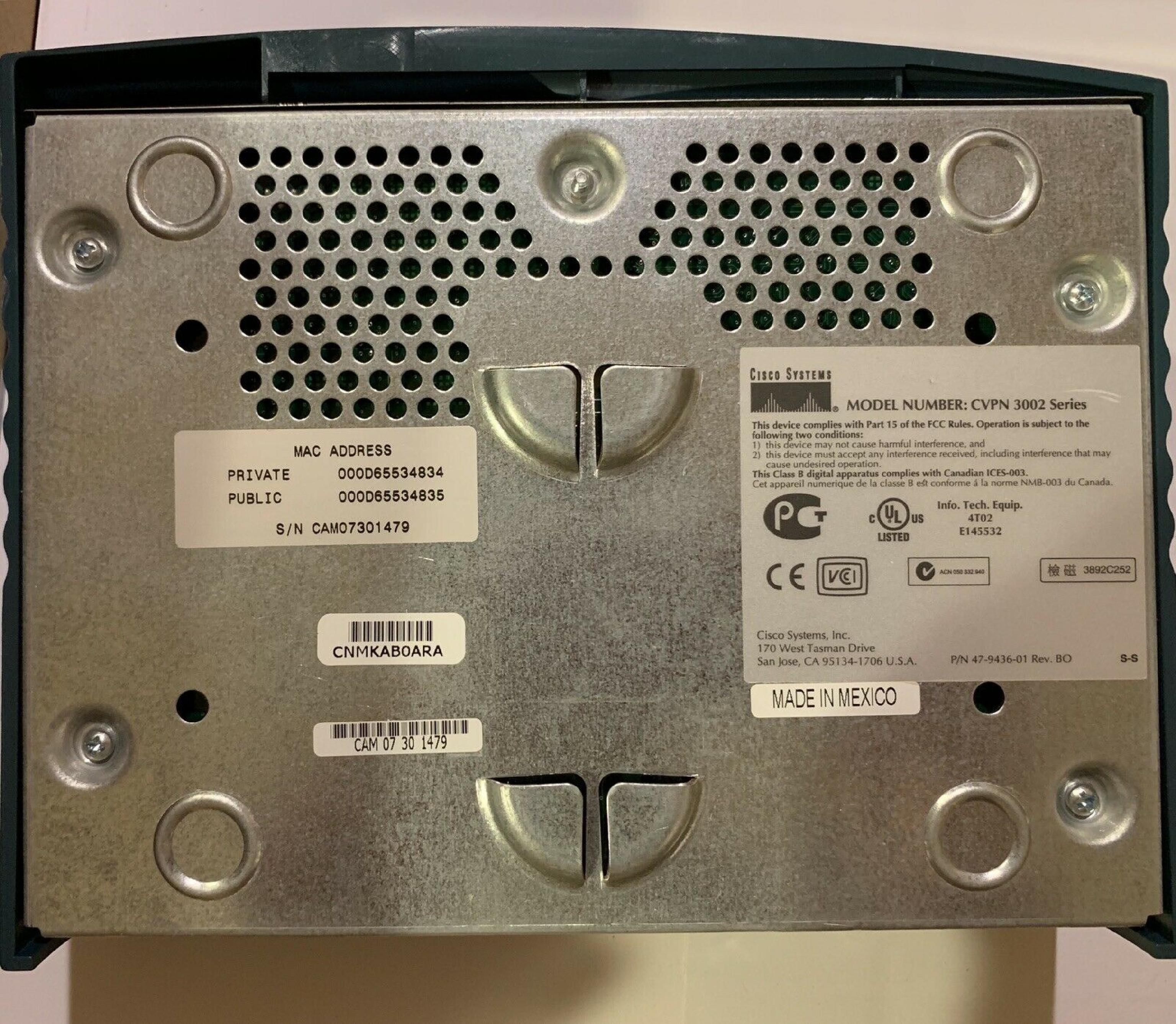 CISCO SYSTEMS CVPN 3002-8E CVPN 3002 SERIES ROUTER AND HARDWARE CLIENT FOR VIRTUAL PRIVATE NETWORK