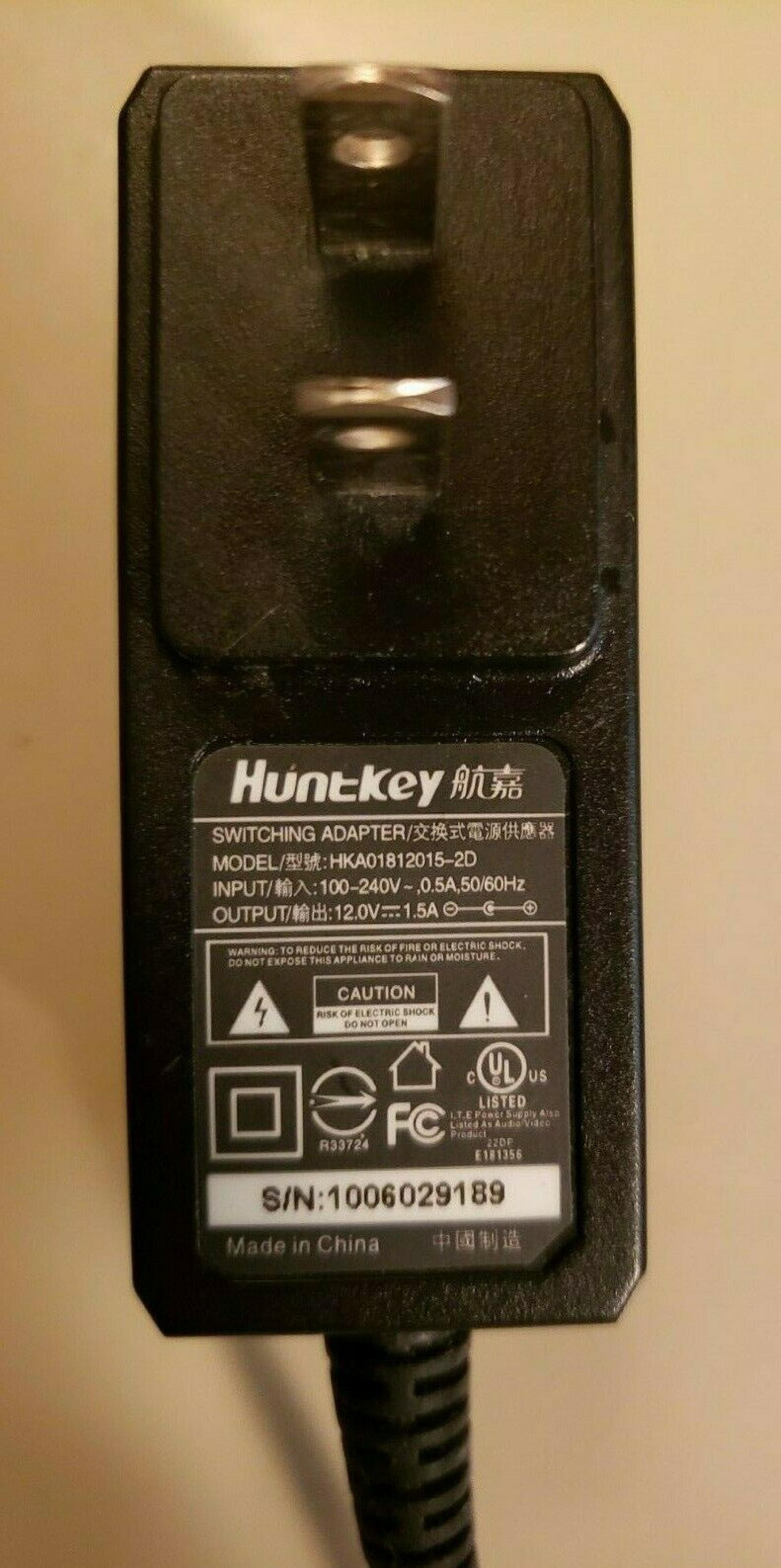 HUNTKEY / VELOCITY HKA01812015-2D AC ADAPTER 5V 1.5A REGULATED POWER SUPPLY CRUZ AND OTHERS