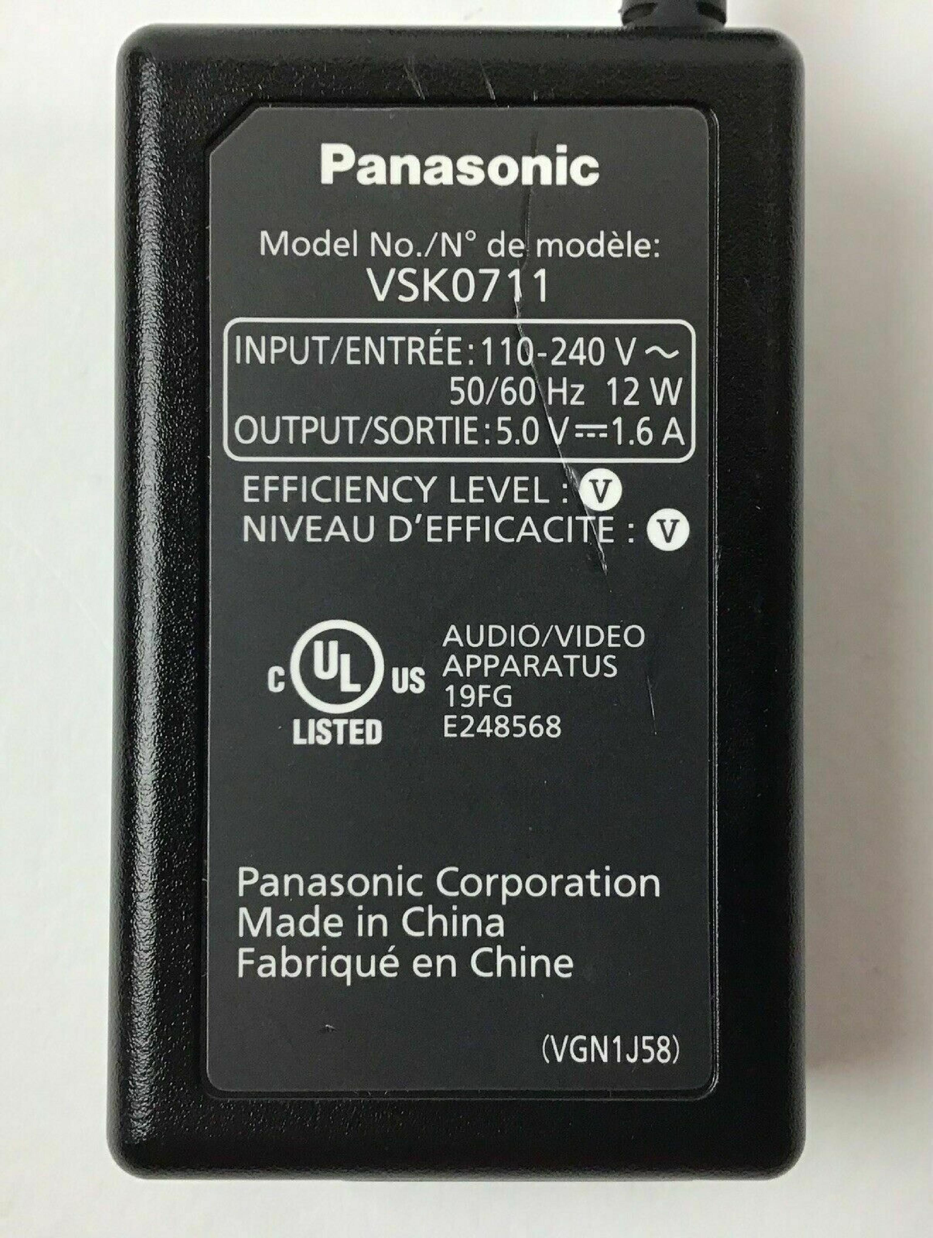 PANASONIC VSK0711 AC ADAPTER 5.0V 1.6A REGULATED POWER SUPPLY HDC-SDX1 AND OTHERS