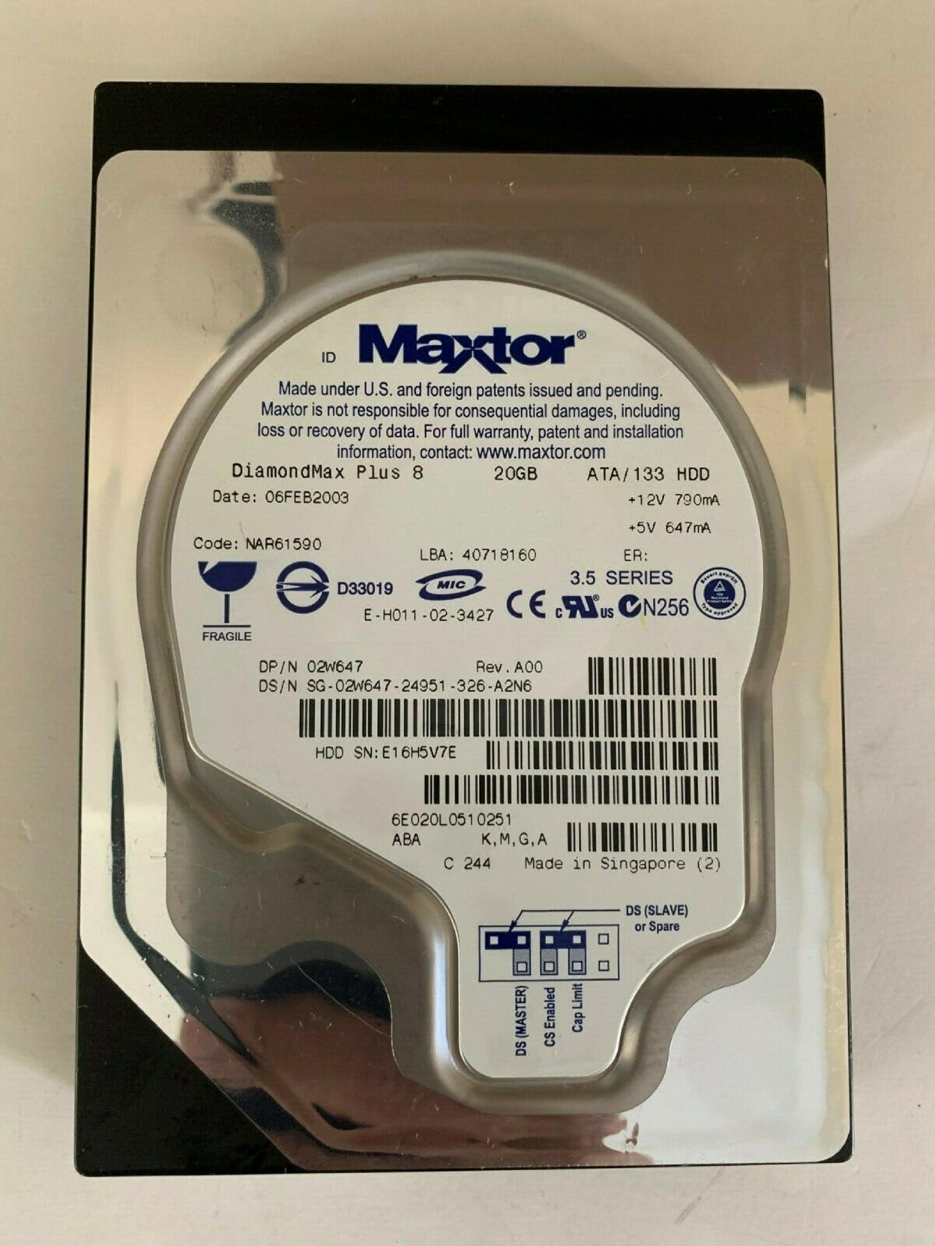 MAXTOR DIAMONDMAX PLUS 8 40GB IDE DRIVE DATE 17MAY2003 K,M,C,A LBA 80293248 14MAY2003 23MAY2003 04FEB2005 K,M,B,A 78165360 08OCT2004