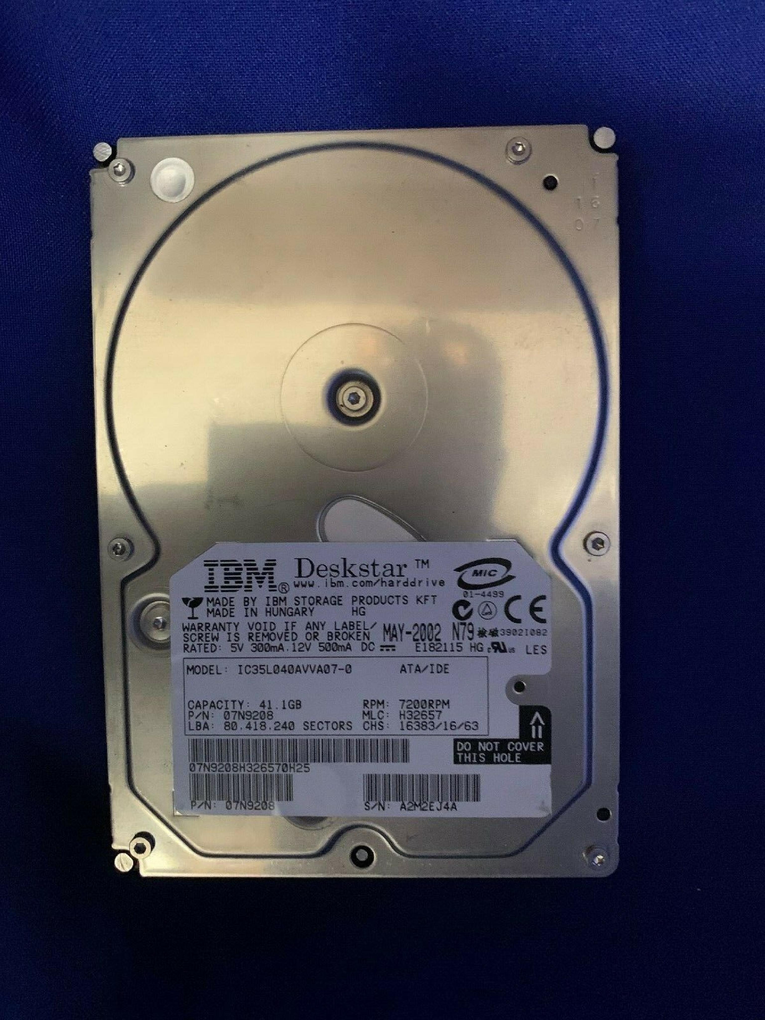 IBM 07N8137 40GB IDE DRIVE DATE SEP-2002 MLC H32636