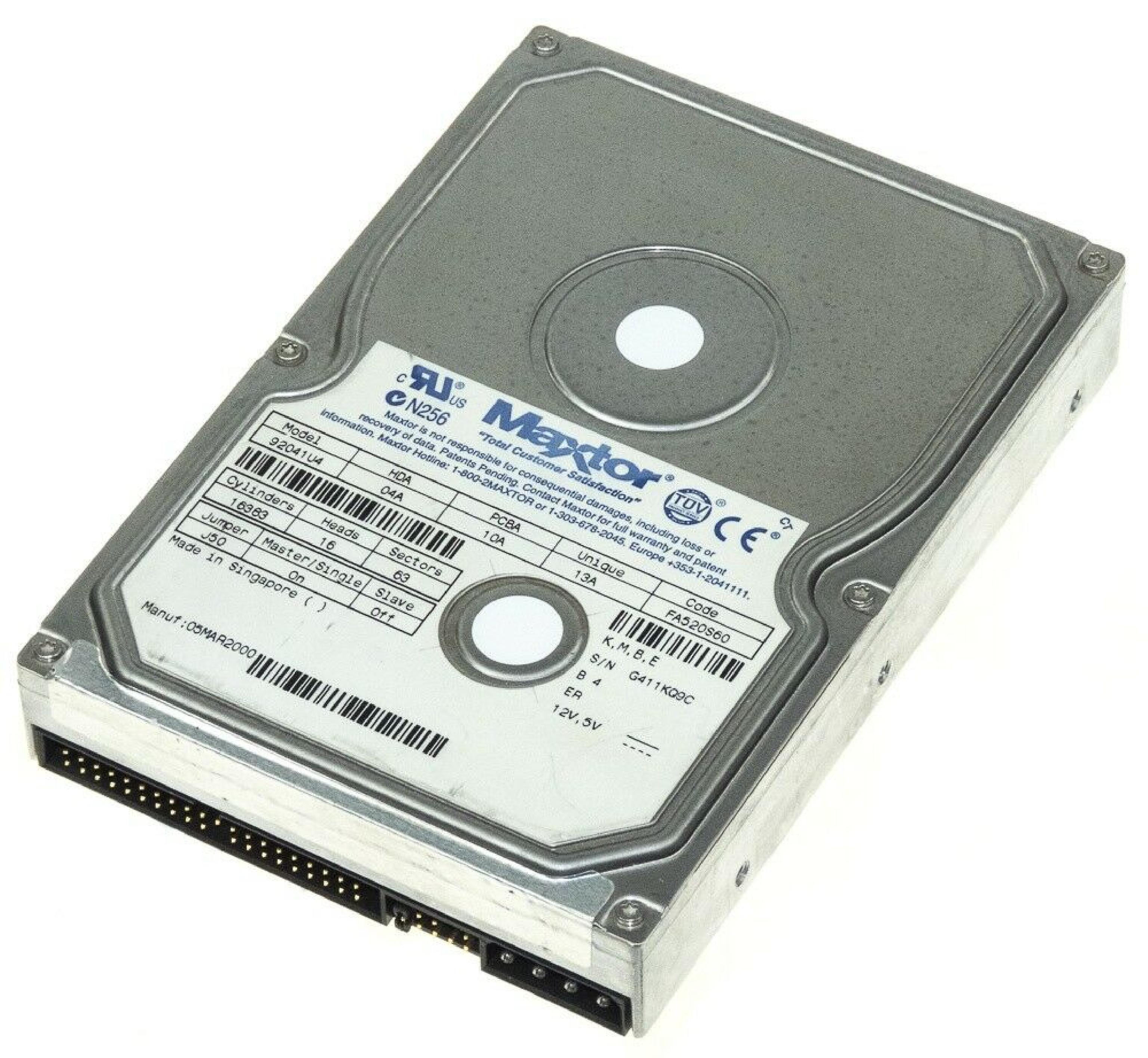 MAXTOR 92041U4 20GB IDE DRIVE HDA 04A PCBA 10A UNIQUE 13A CODE FA520S60